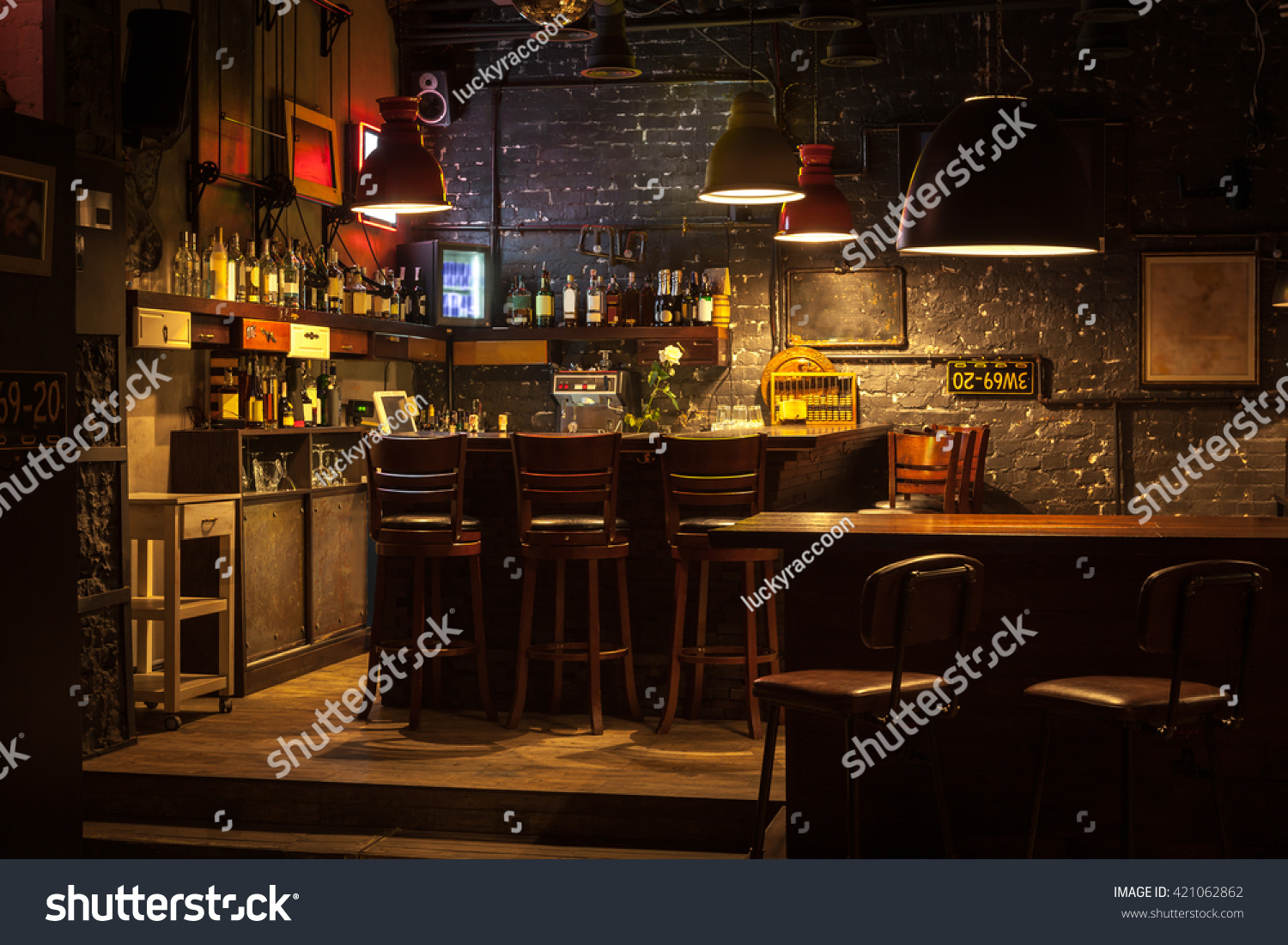 This is interior of modern european pub. #421062862