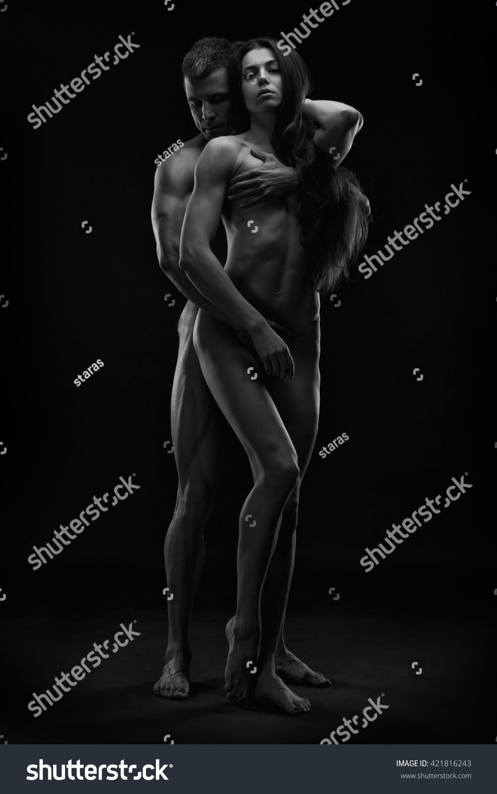 White and black erotic couple photo