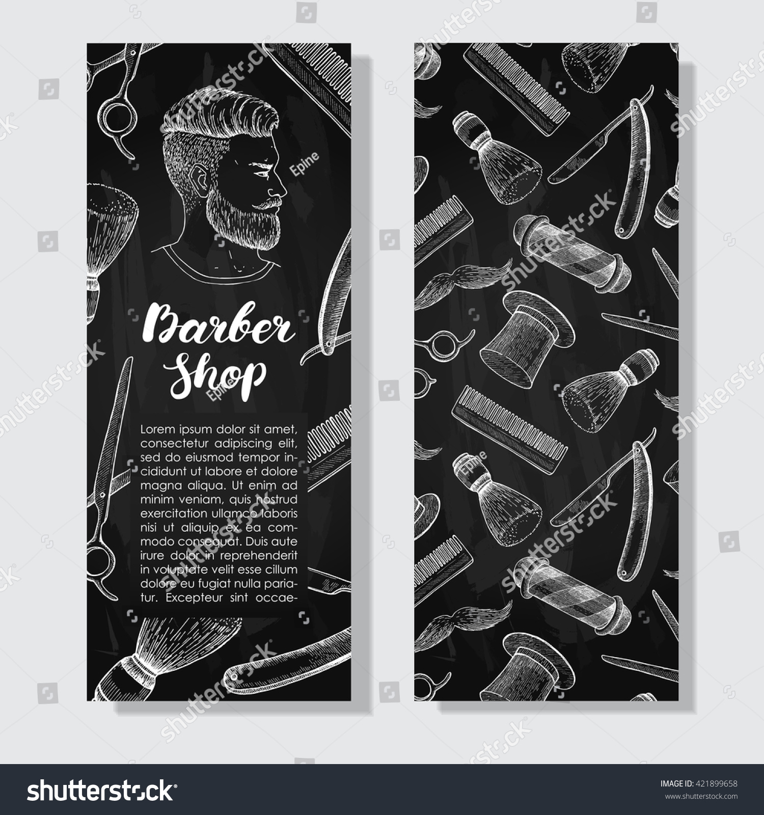 Vector vintage chalkboard hand drawn Barber Shop - Royalty Free Stock ...