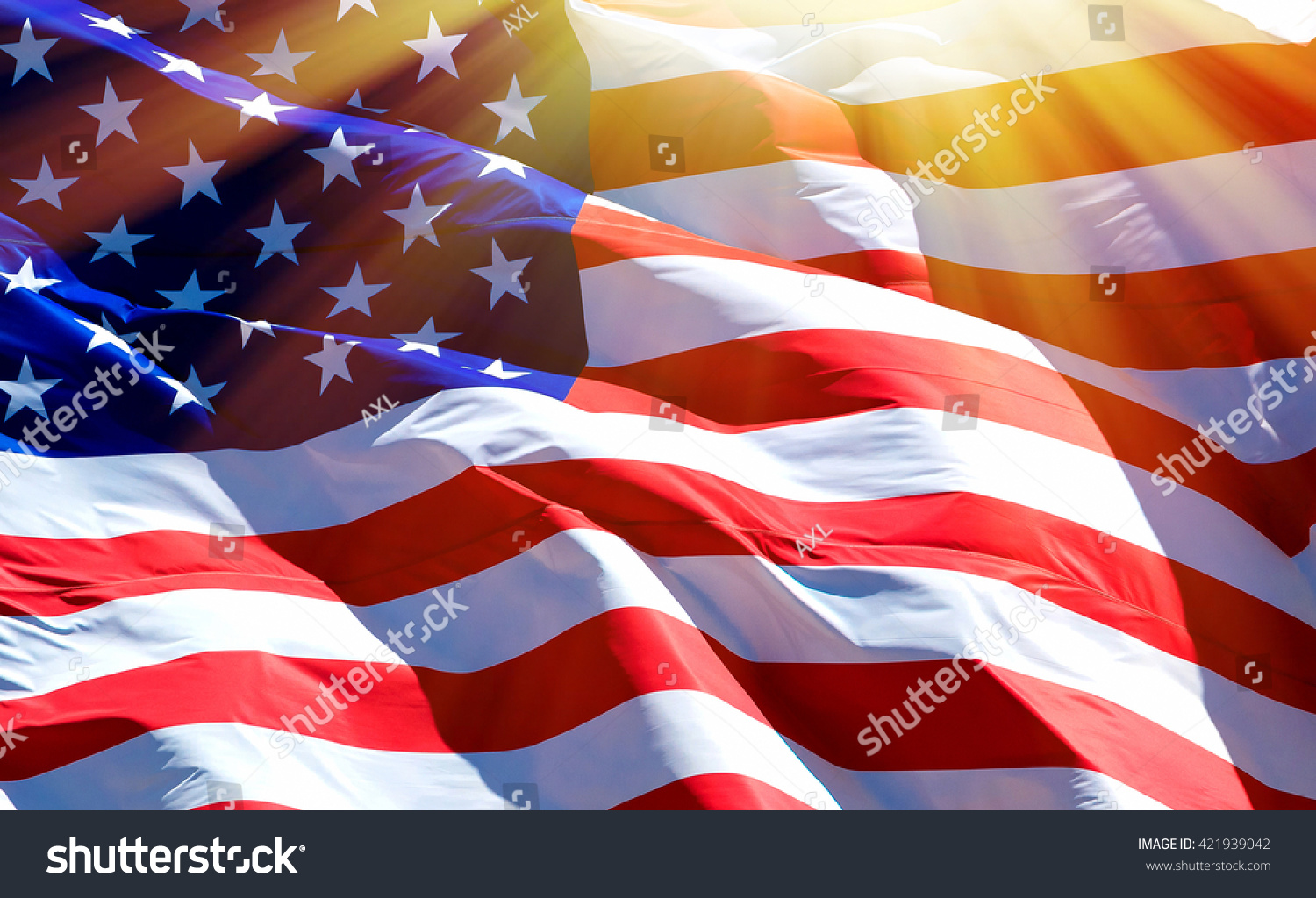 Flag of the USA with sunflare
 #421939042