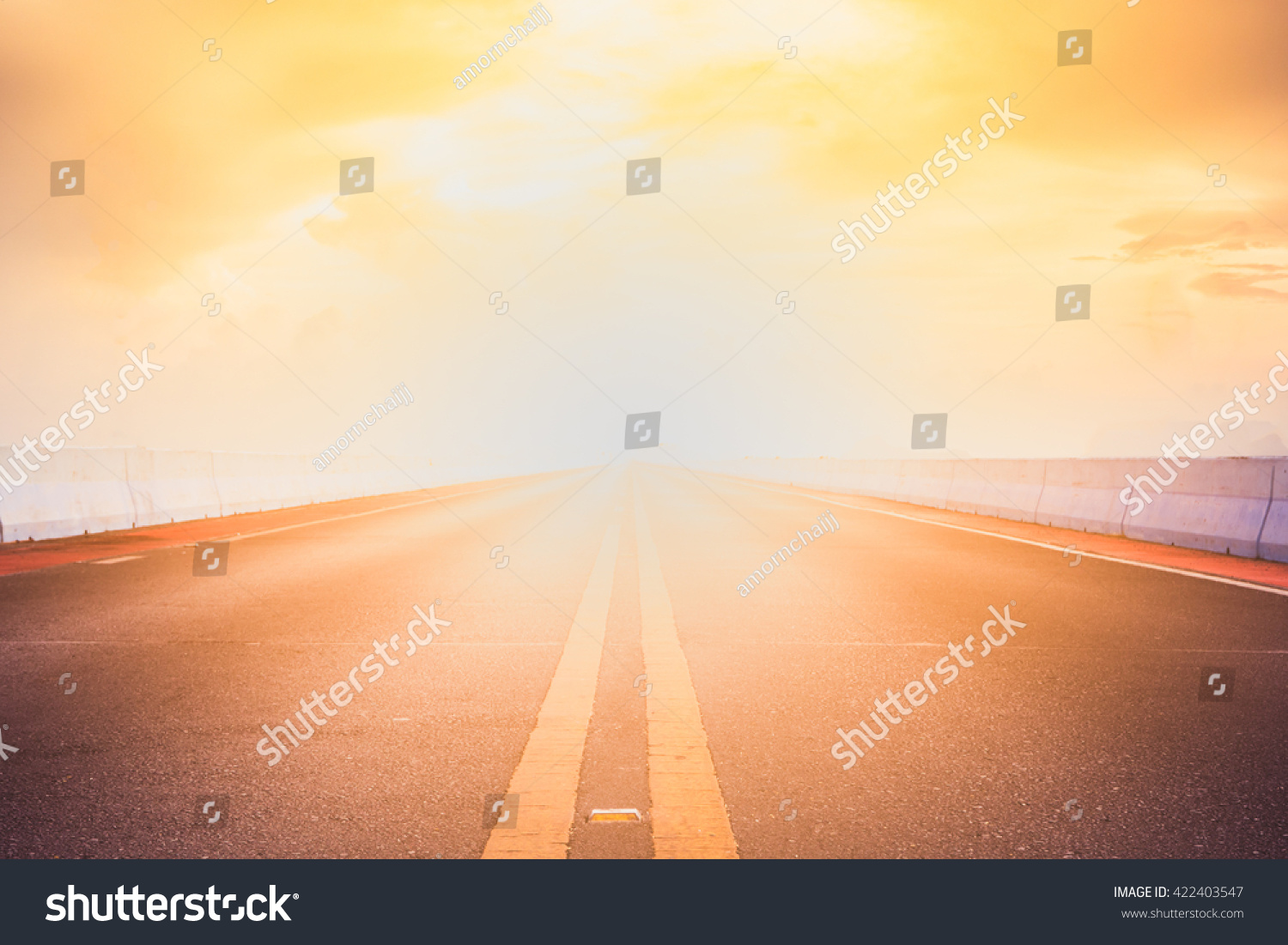 Empty asphalt road to sunset #422403547