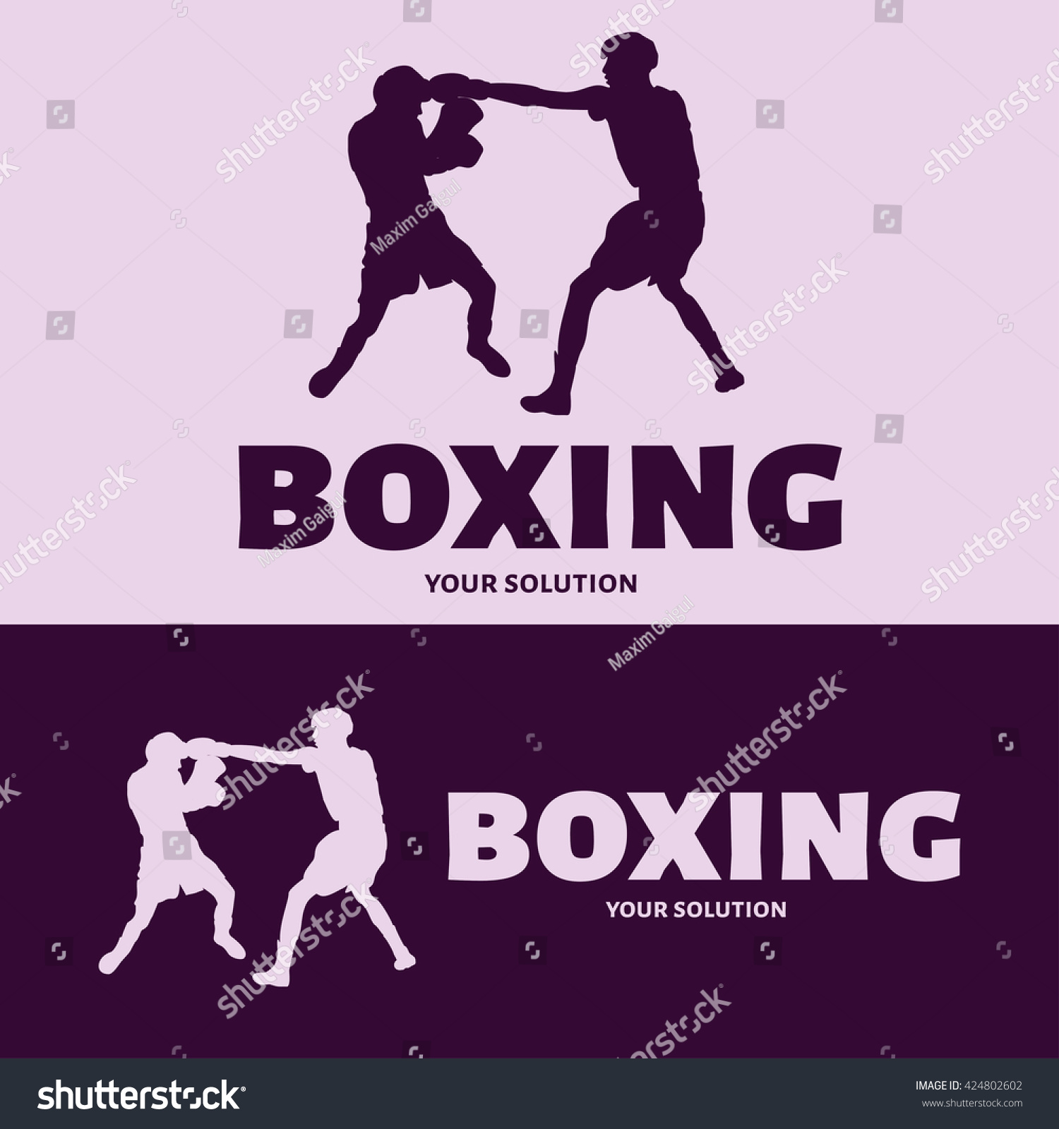 Vector logo Boxing. Logo in the form of a fight boxers #424802602