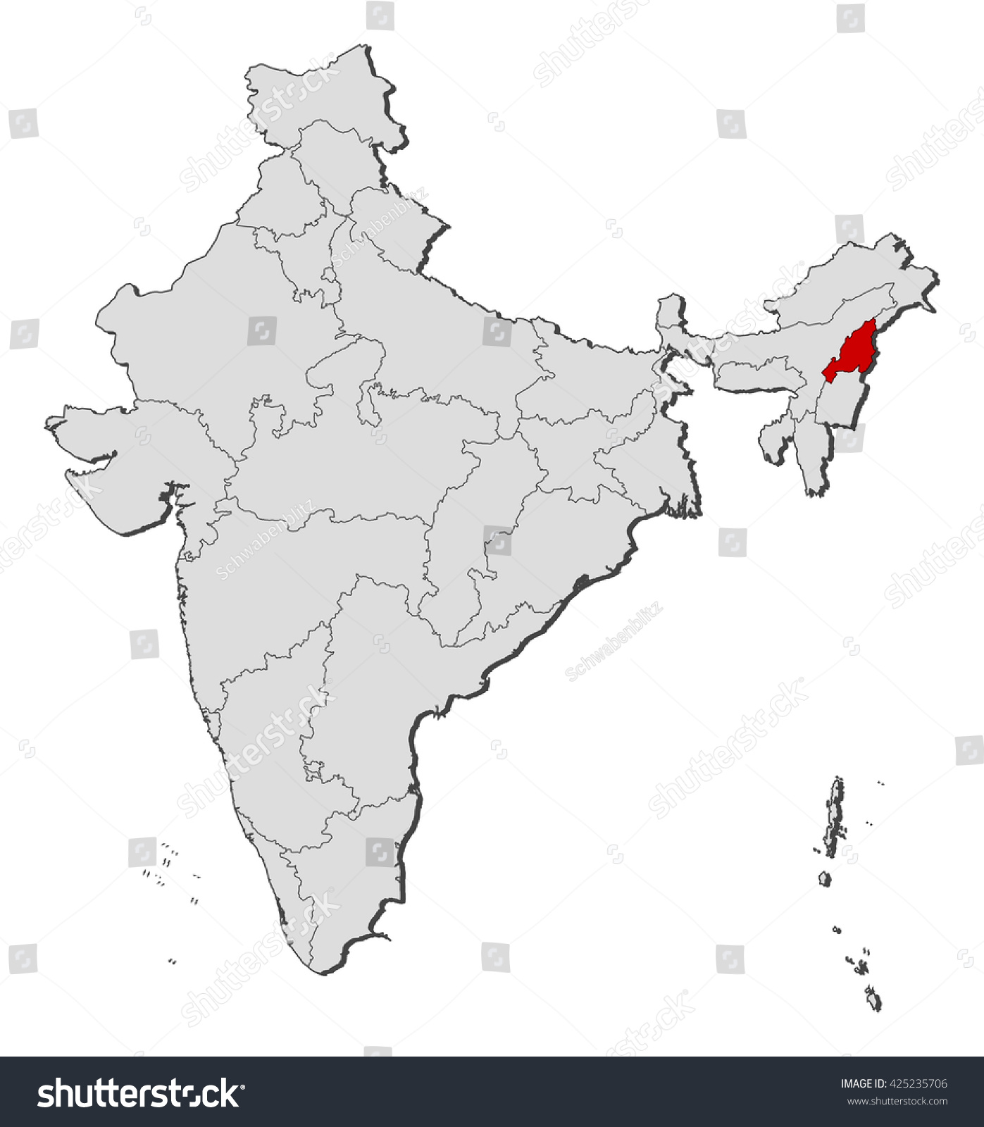 Map - India, Nagaland - Royalty Free Stock Vector 425235706 - Avopix.com