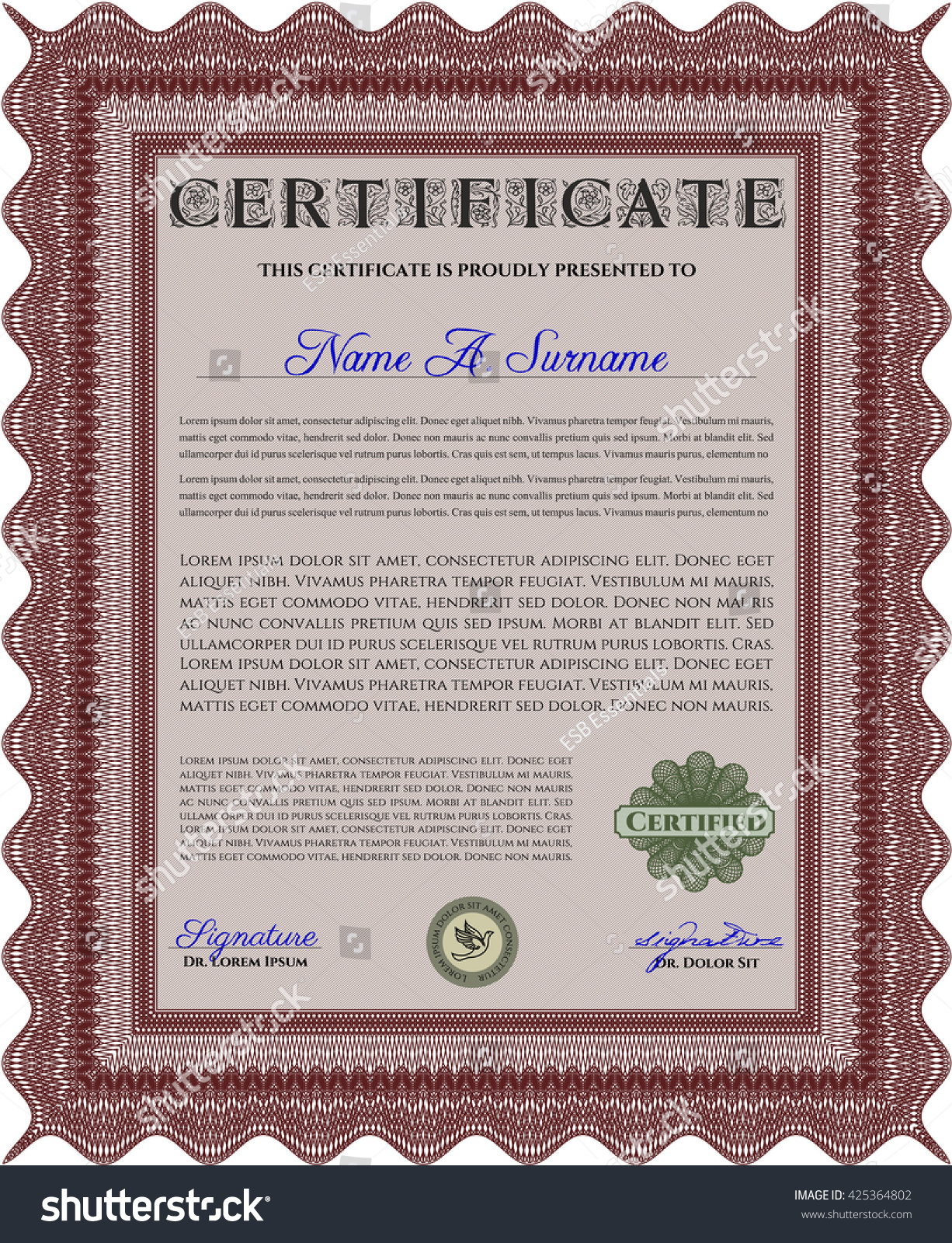 Red Certificate. Detailed. Printer friendly. - Royalty Free Stock ...