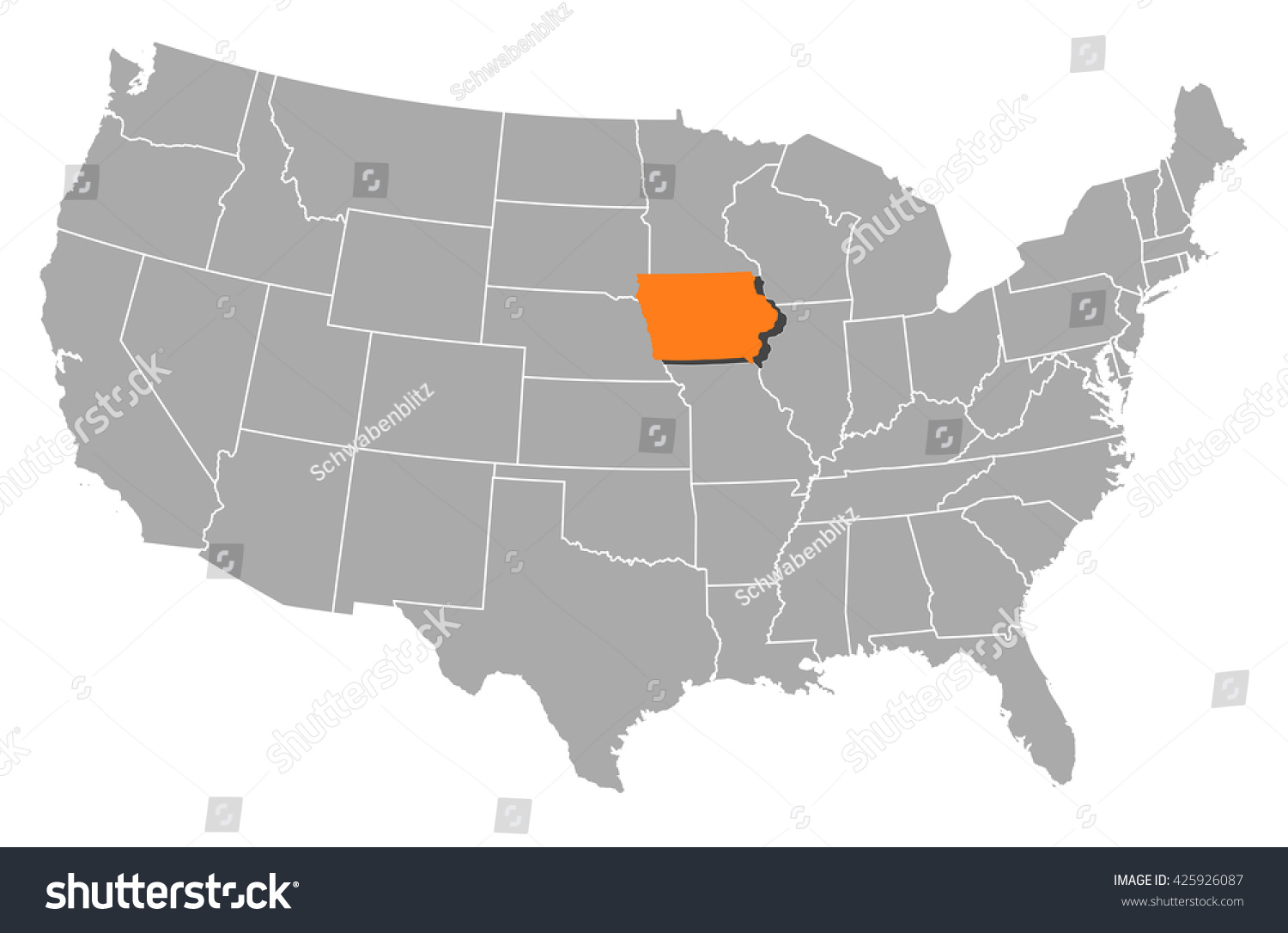 Map United States Iowa Royalty Free Stock Vector 425926087 Avopix 425926087