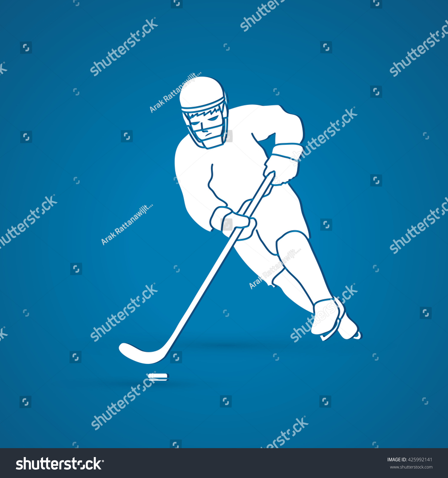 Hockey player pose graphic vector - Royalty Free Stock Vector 425992141 ...