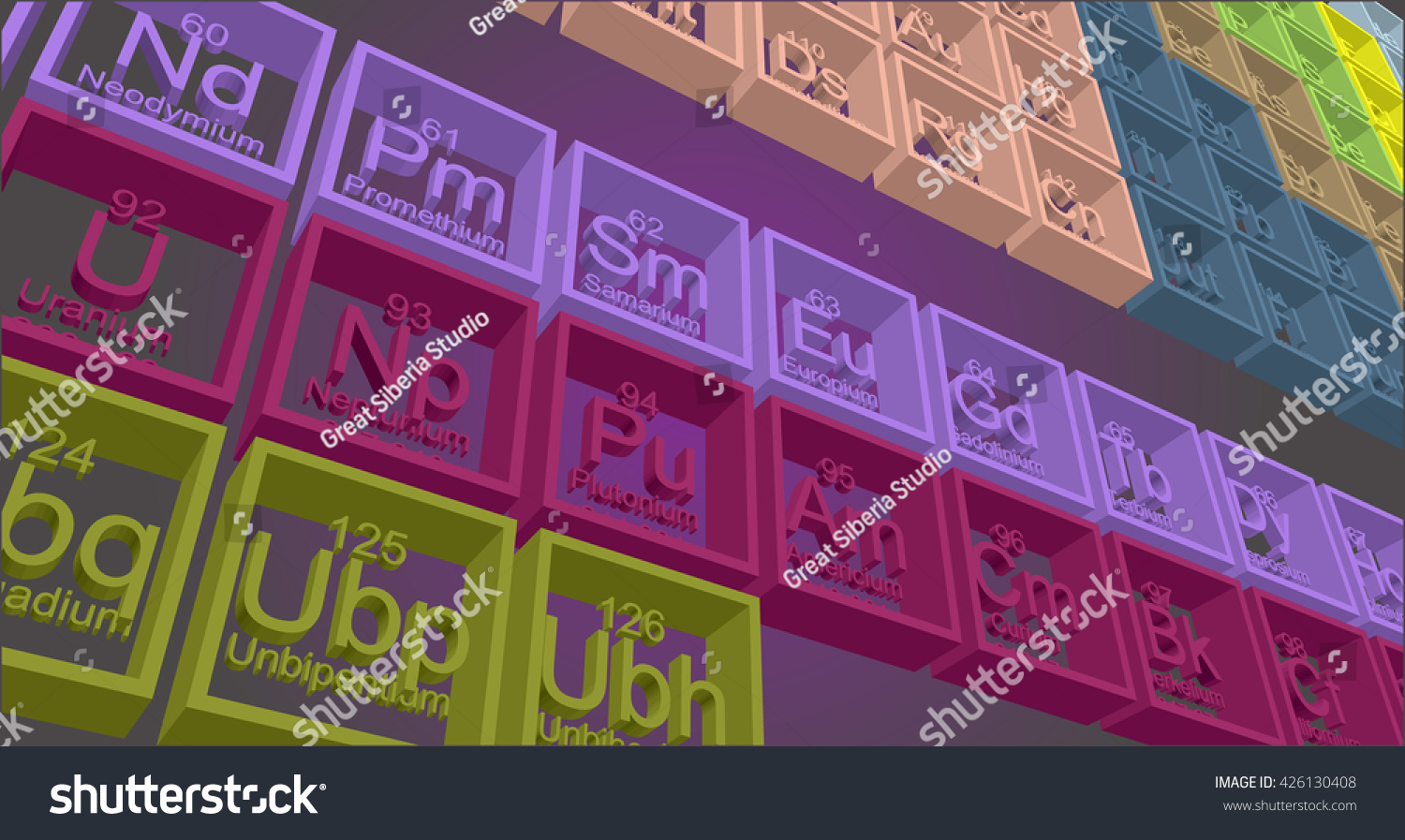 Periodic Table Of The Elements 3d Rendering Royalty Free Stock Vector 426130408 8842