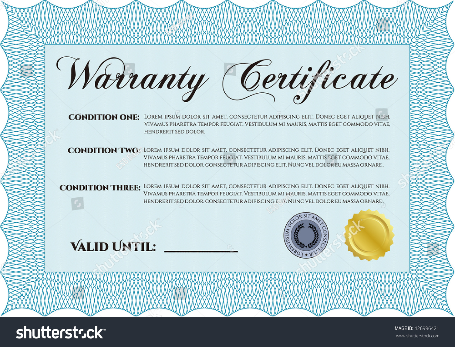 Template Warranty certificate. Border, frame. - Royalty Free Stock ...