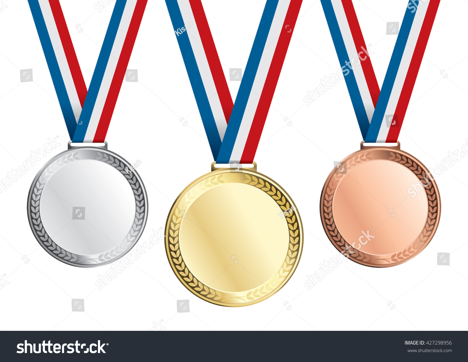 Gold Silver And Bronze Medals Vector Royalty Free Stock Vector 427298956 5235