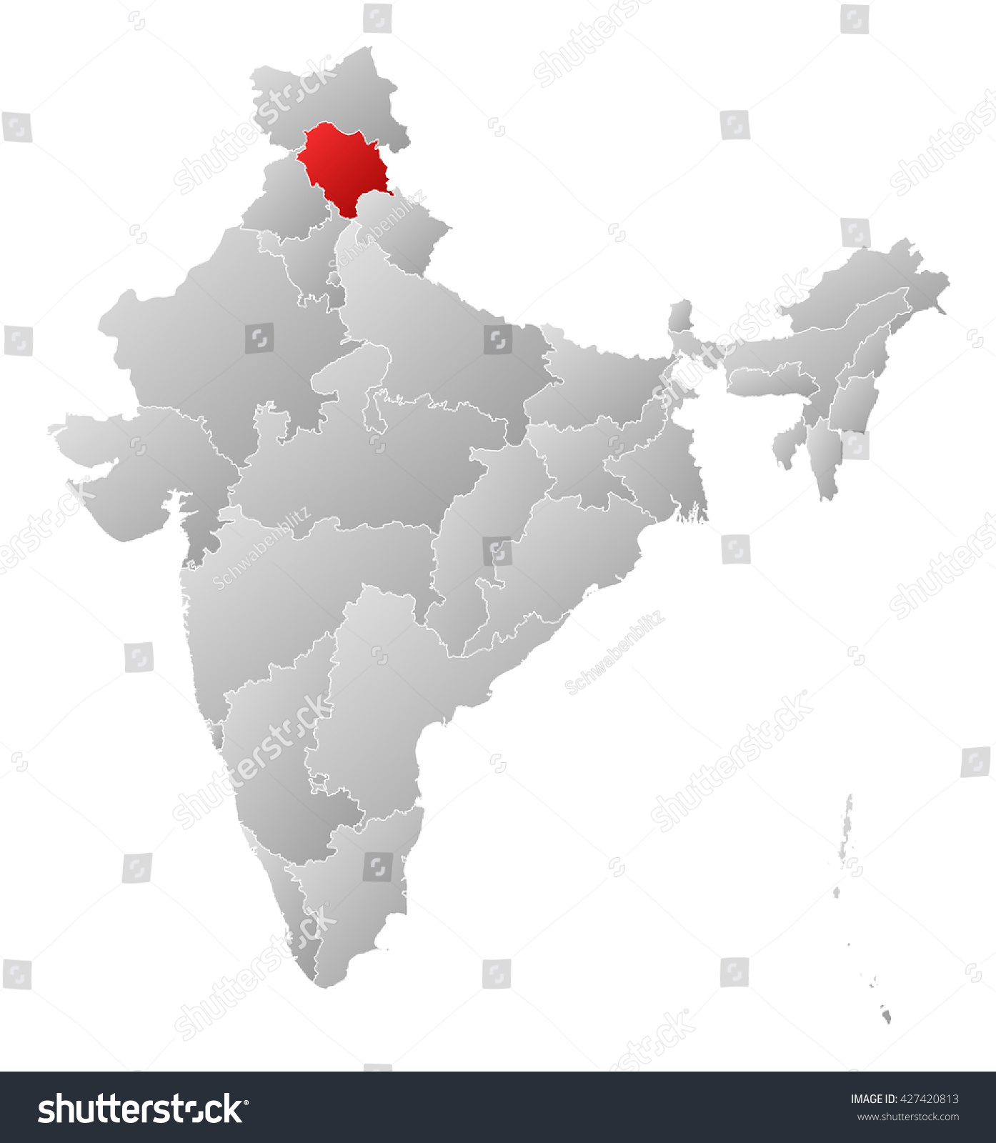 Map - India, Himachal Pradesh - Royalty Free Stock Photo 427420813 ...