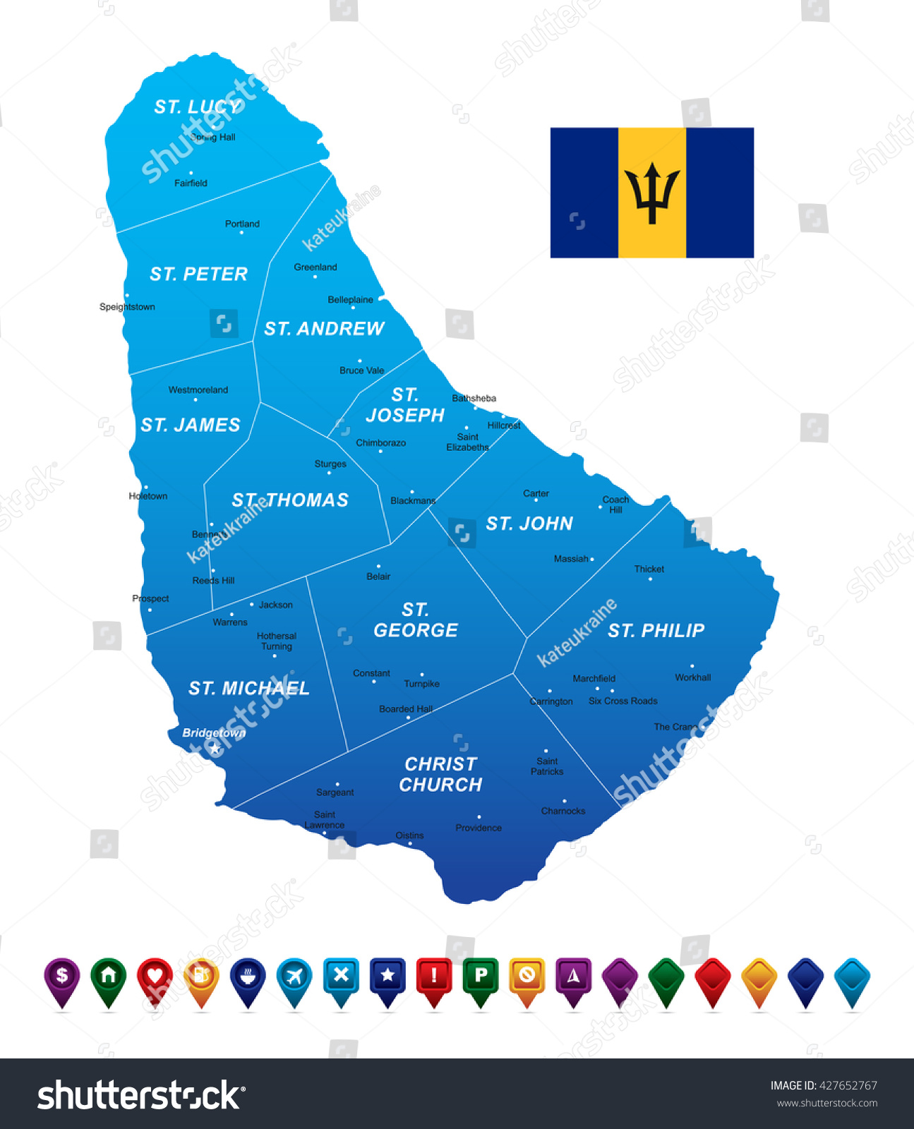 Barbados Map vector illustration - Royalty Free Stock Vector 427652767 ...