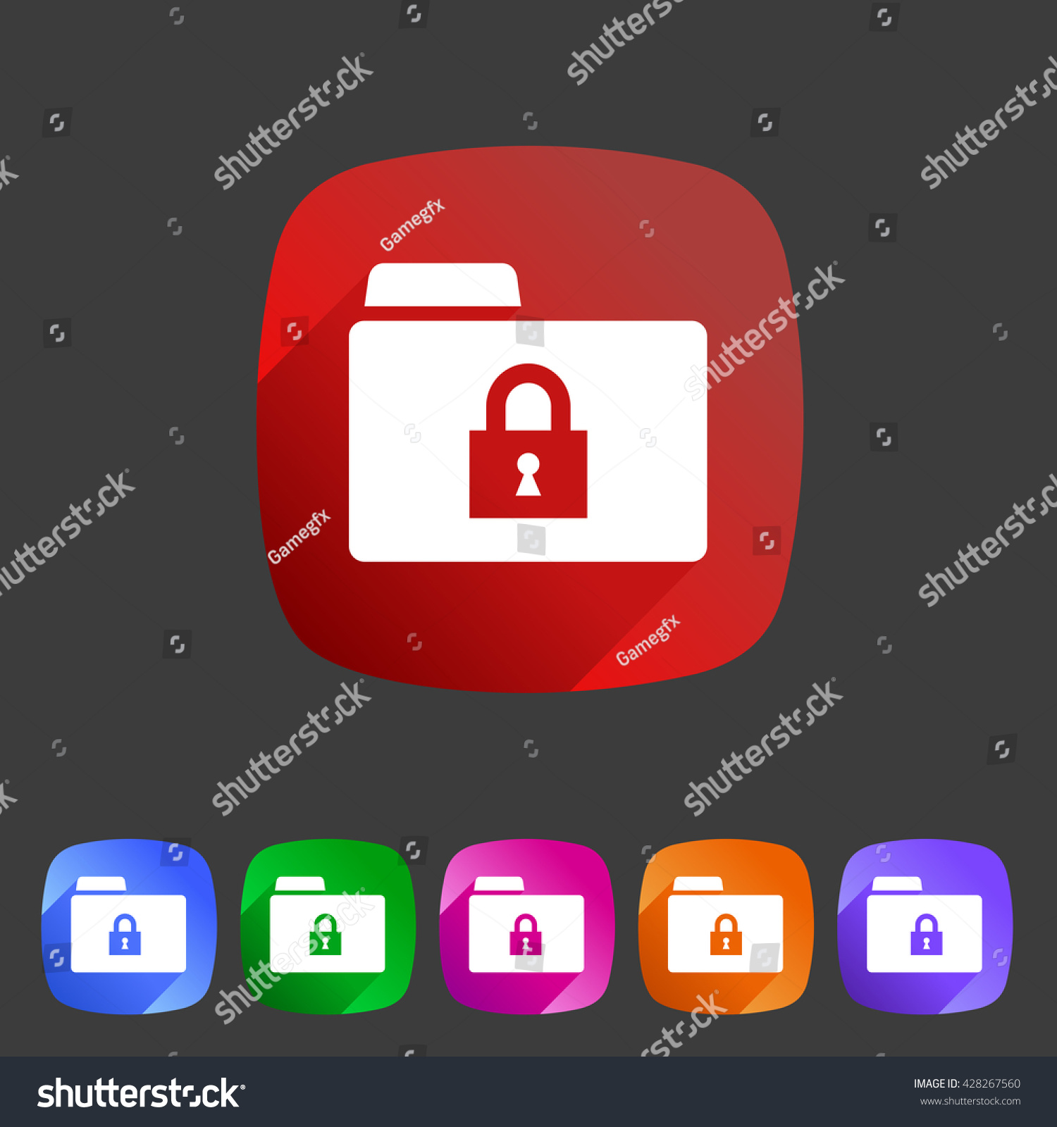 Secure Locked Folder Icon Flat Web Sign Symbol Royalty Free Stock