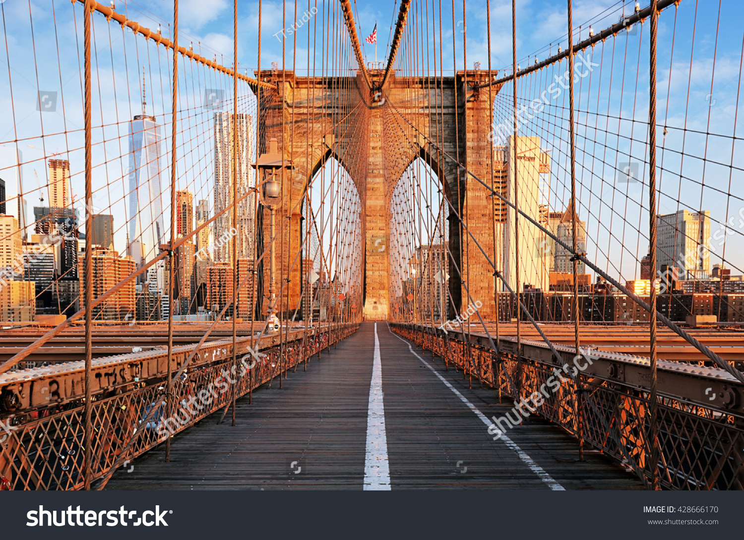Brooklyn Bridge at sunrise, New York City , Manhattan #428666170