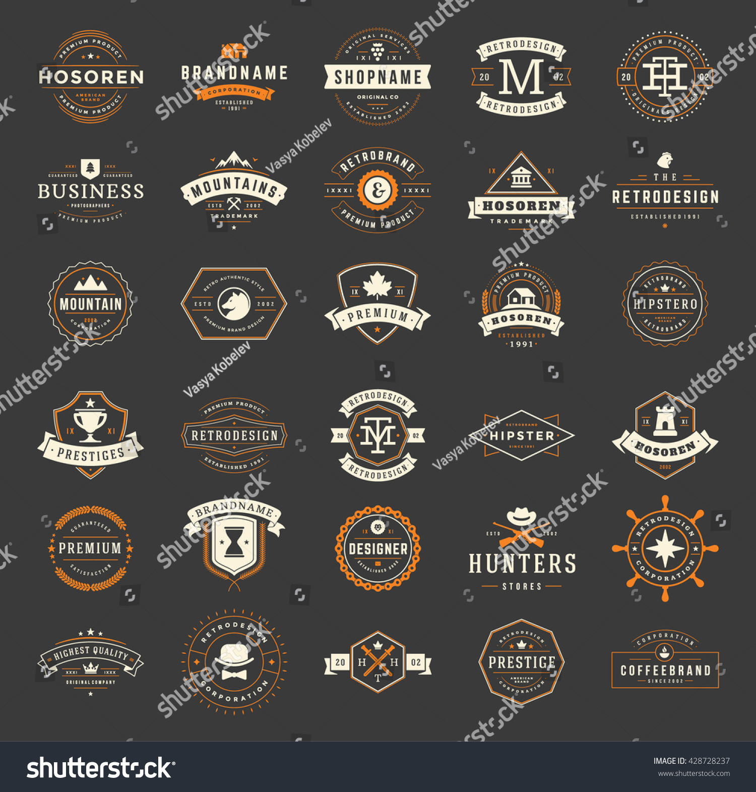 Vintage Logos Design Templates Set Vector Royalty Free Stock Vector