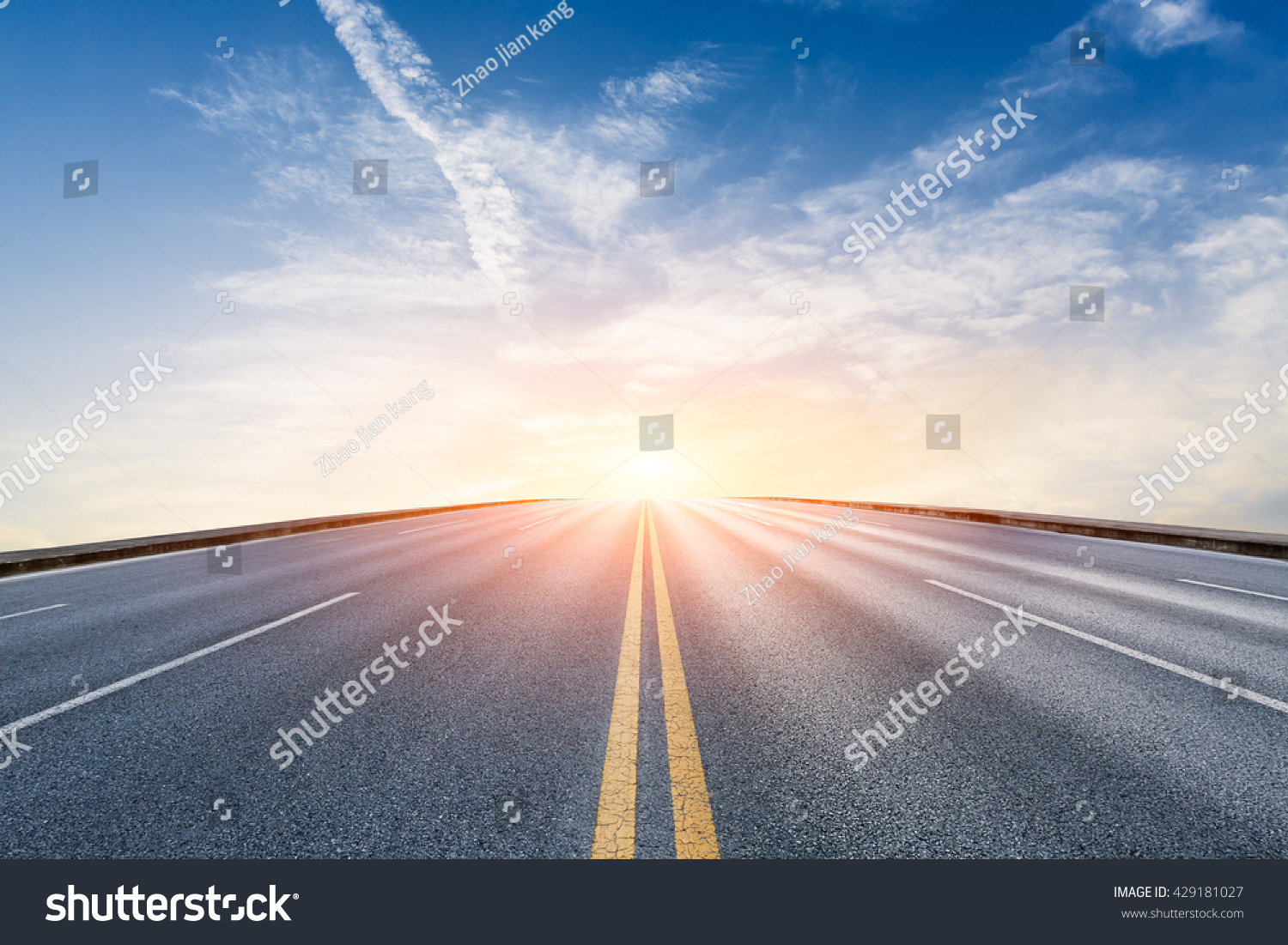 New asphalt highway at sunset scene #429181027