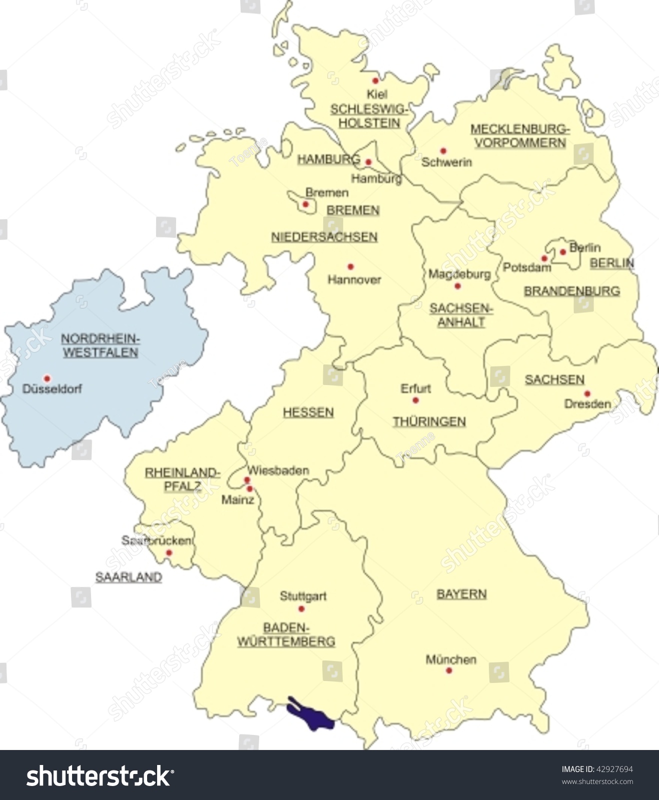 Map of Germany, national boundaries and national - Royalty Free Stock ...