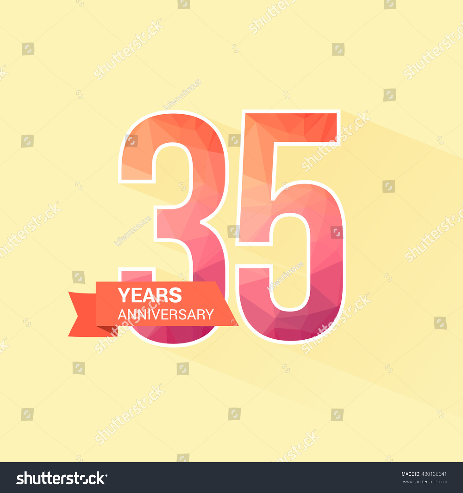 35 Years Anniversary with Low Poly Design Royalty Free Stock Vector