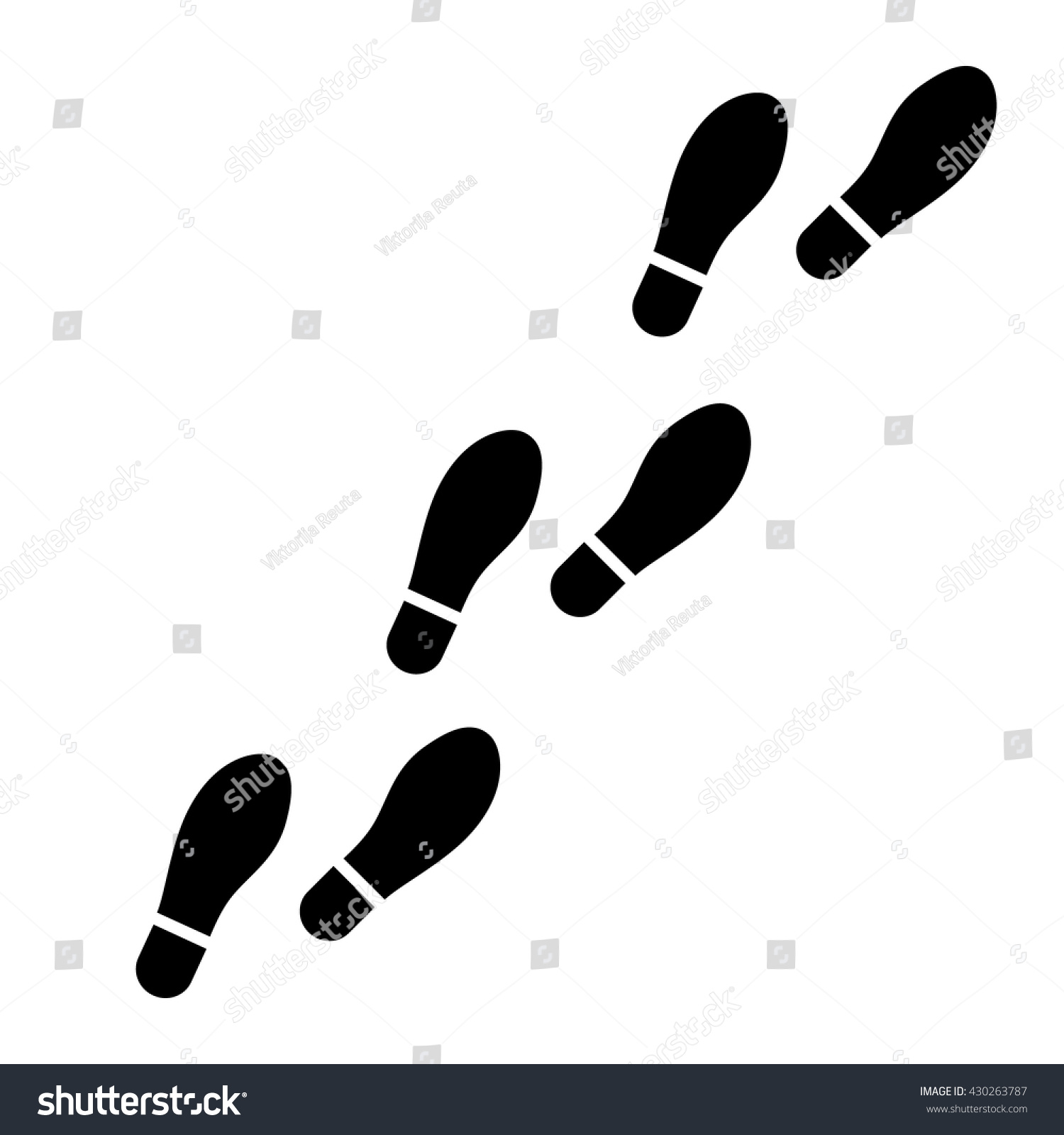 Vector illustration trail of shoe print. Step by step sign icon. Footprint shoes symbol.  #430263787
