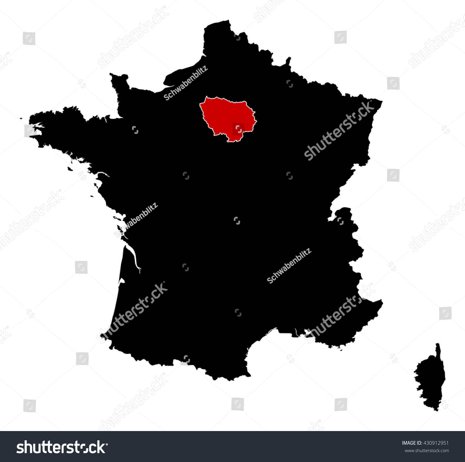 Map - France, Ile-de-France - Royalty Free Stock Vector 430912951 ...