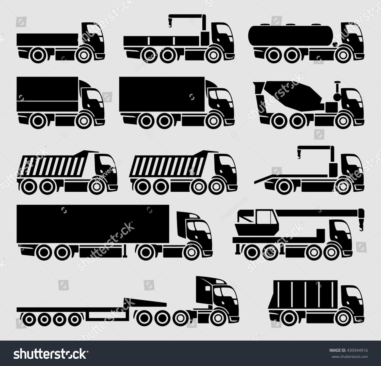 Vector concept trucks icon set - Royalty Free Stock Vector 430944916 ...