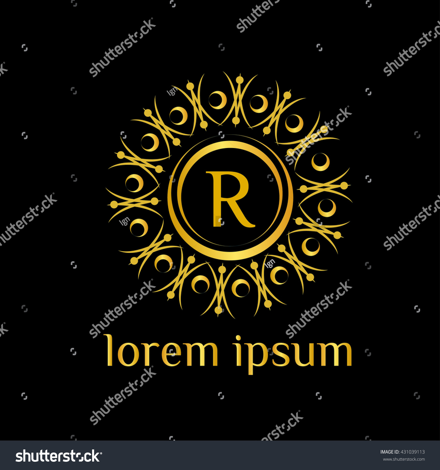 Luxury letter R Logo,Vector logo template (sign, - Royalty Free Stock ...