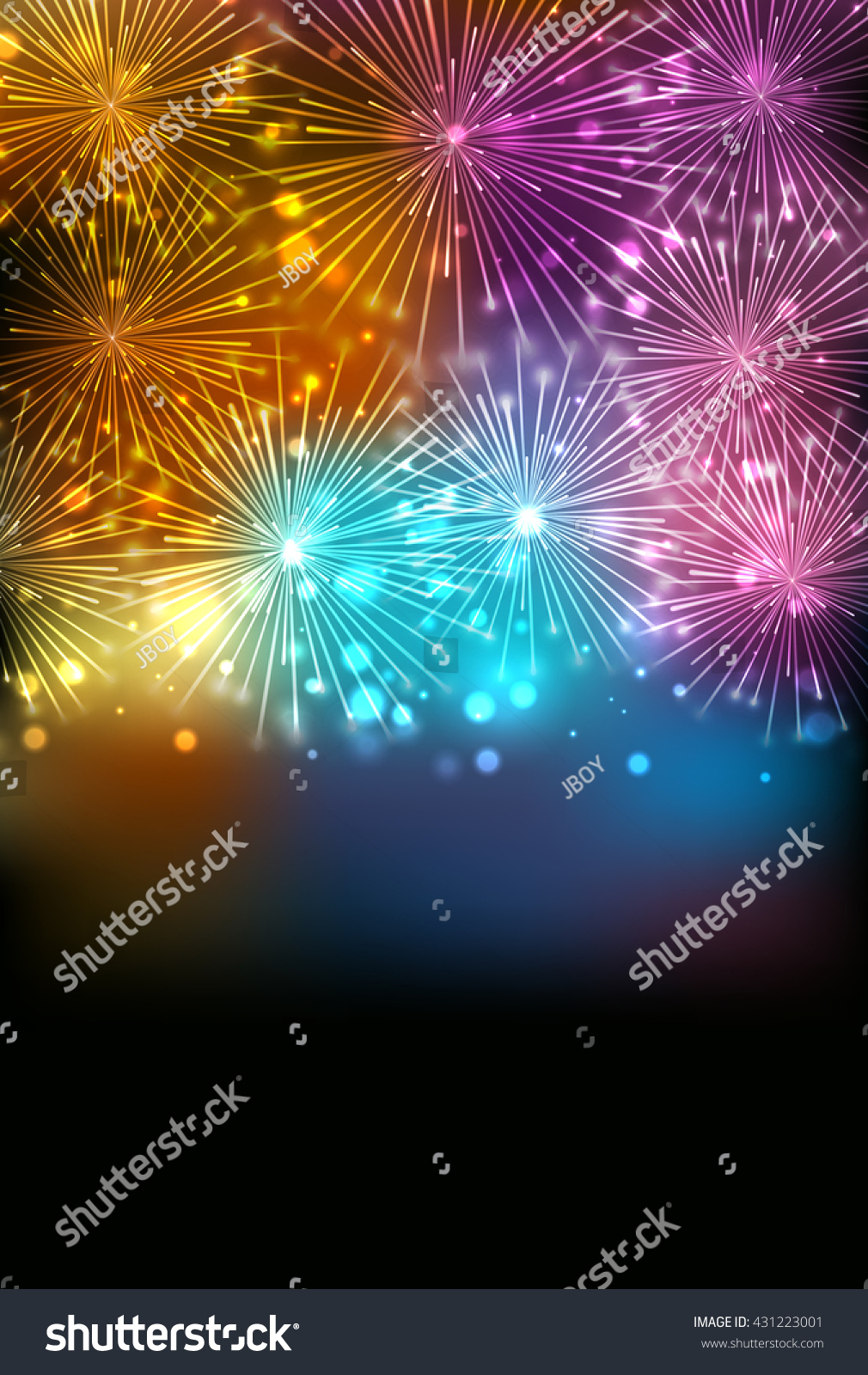 Fireworks night sky landscape background - Royalty Free Stock Vector ...