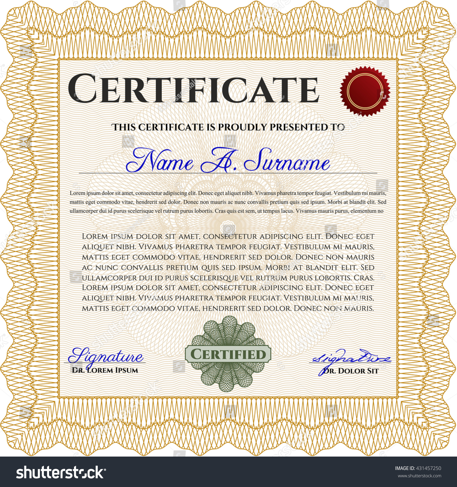 Orange Certificate template. Customizable, Easy - Royalty Free Stock ...