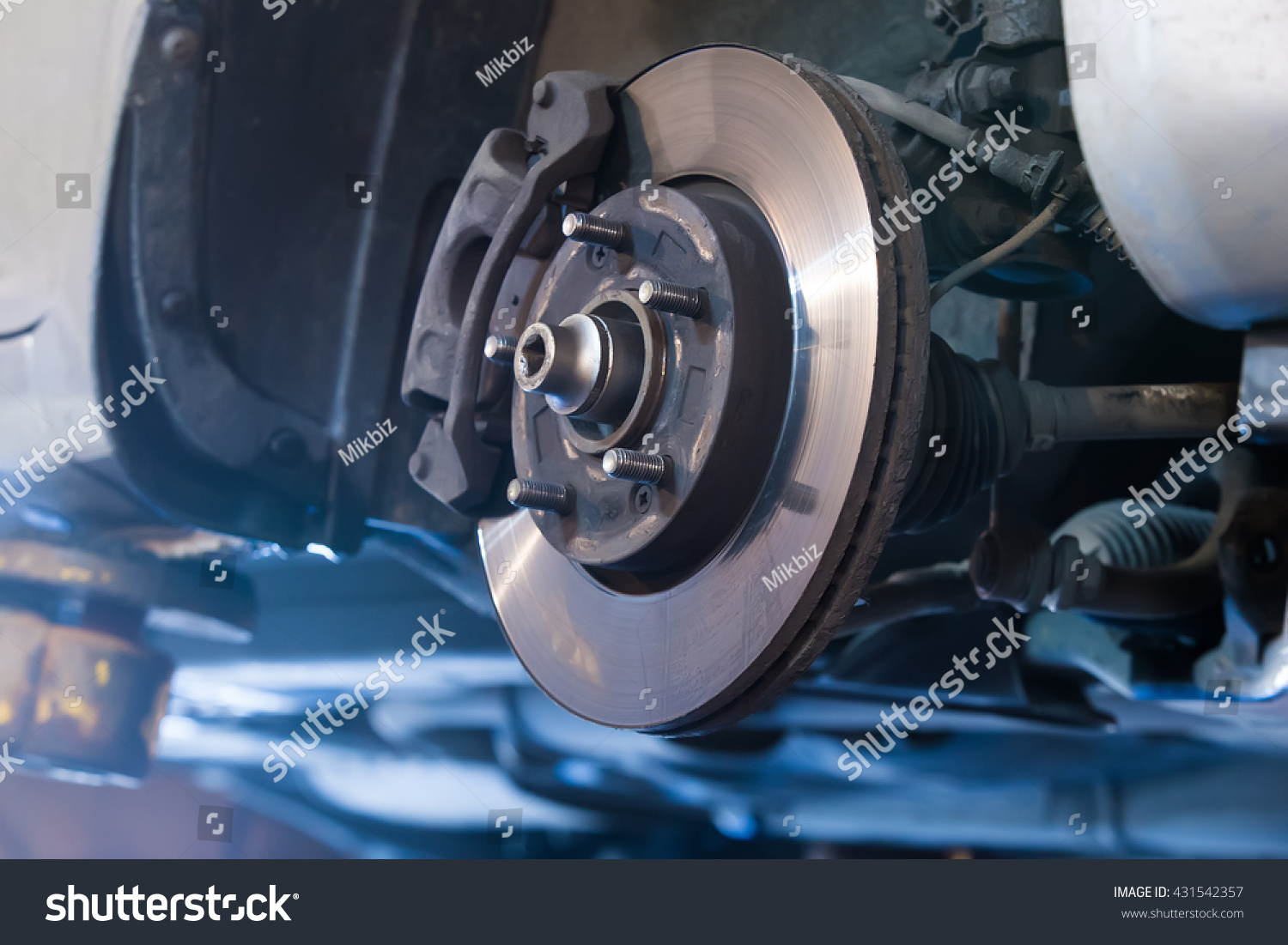 Car brake disc without wheels closeup #431542357
