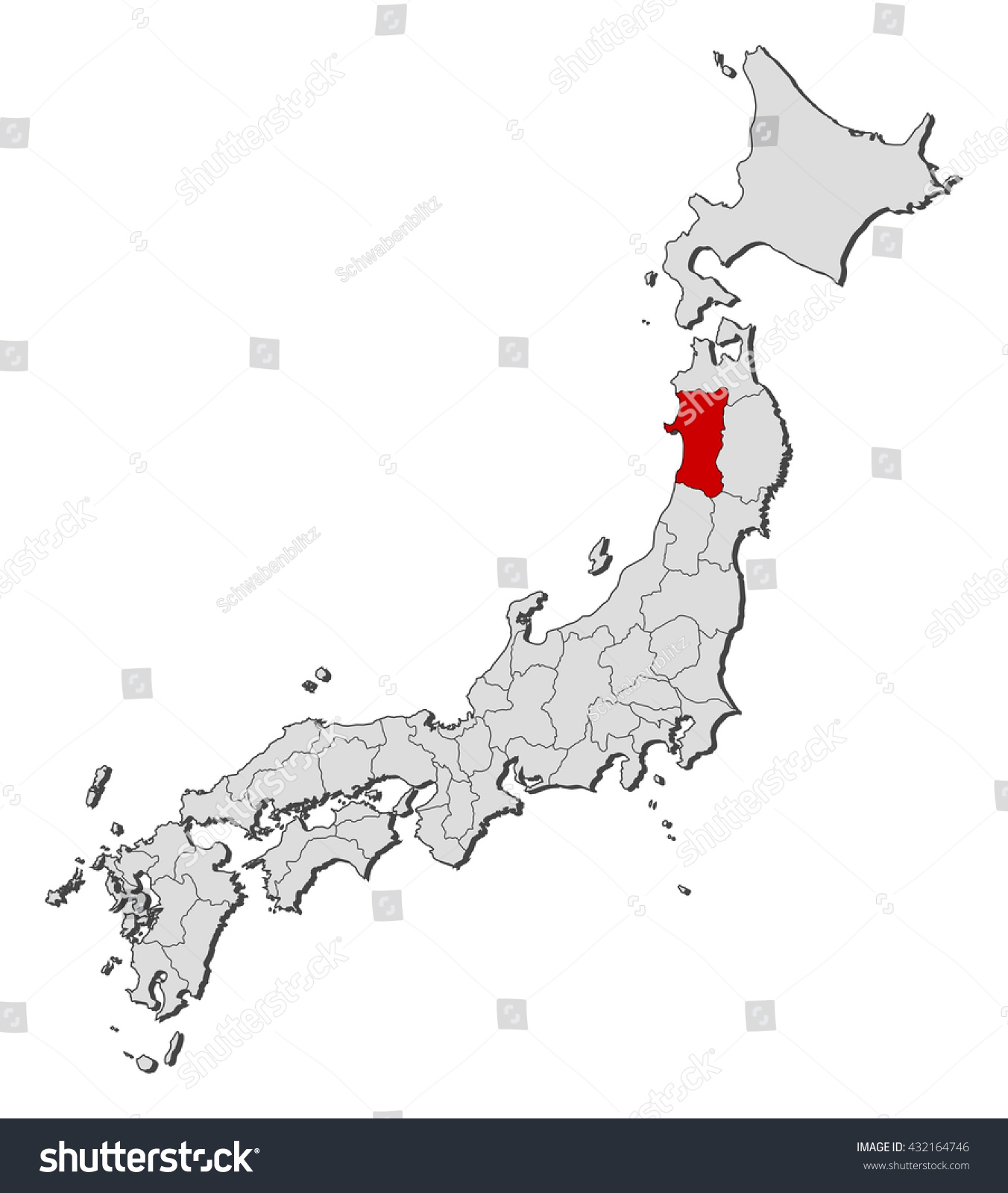 Map - Japan, Akita - Royalty Free Stock Vector 432164746 - Avopix.com