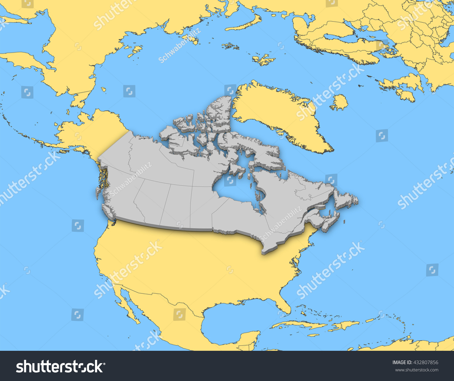 Map - Canada - 3D-Illustration - Royalty Free Stock Photo 432807856 ...