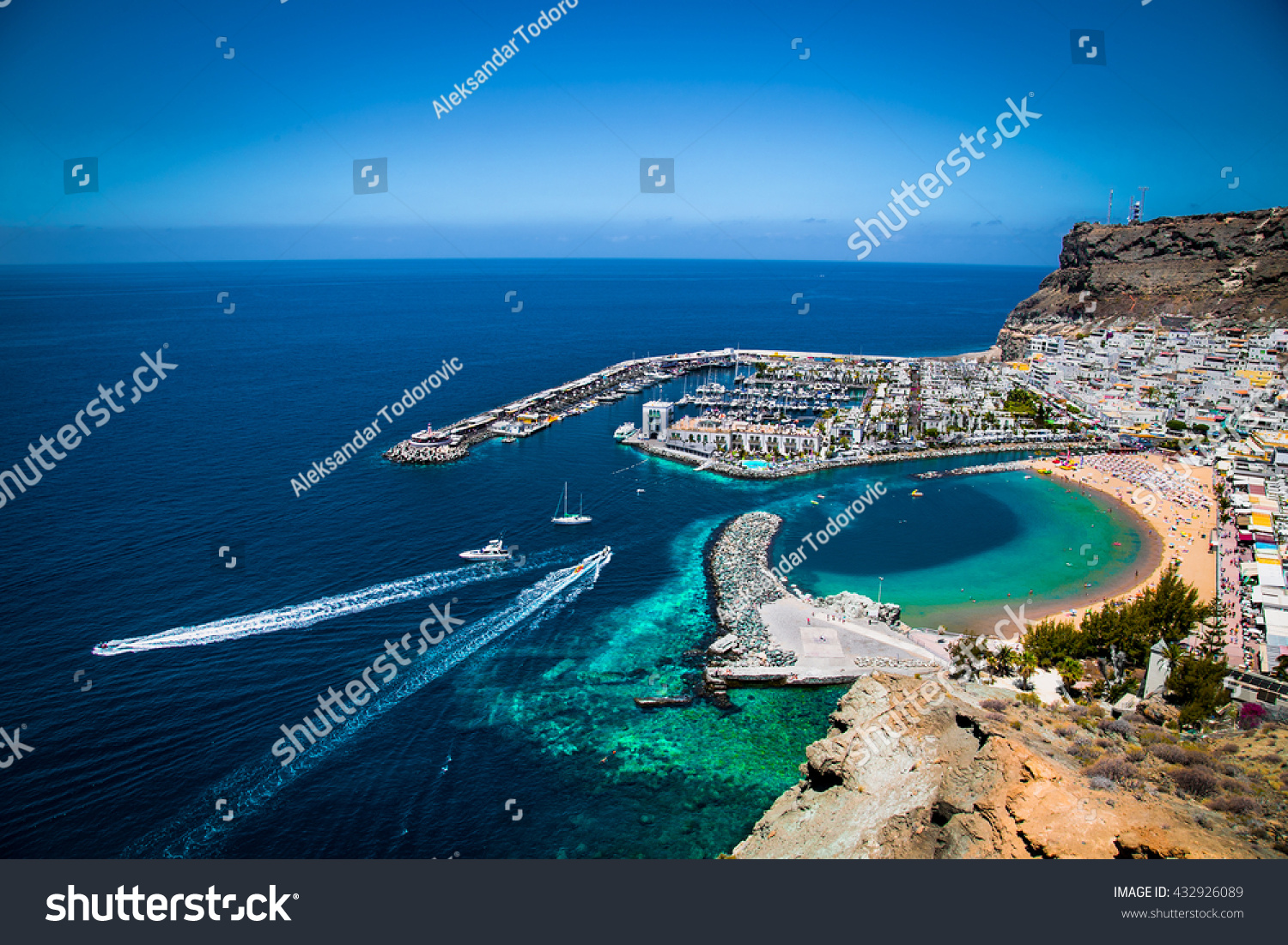Puerto de Mogan town on the coast of Gran Canaria island, Spain. #432926089