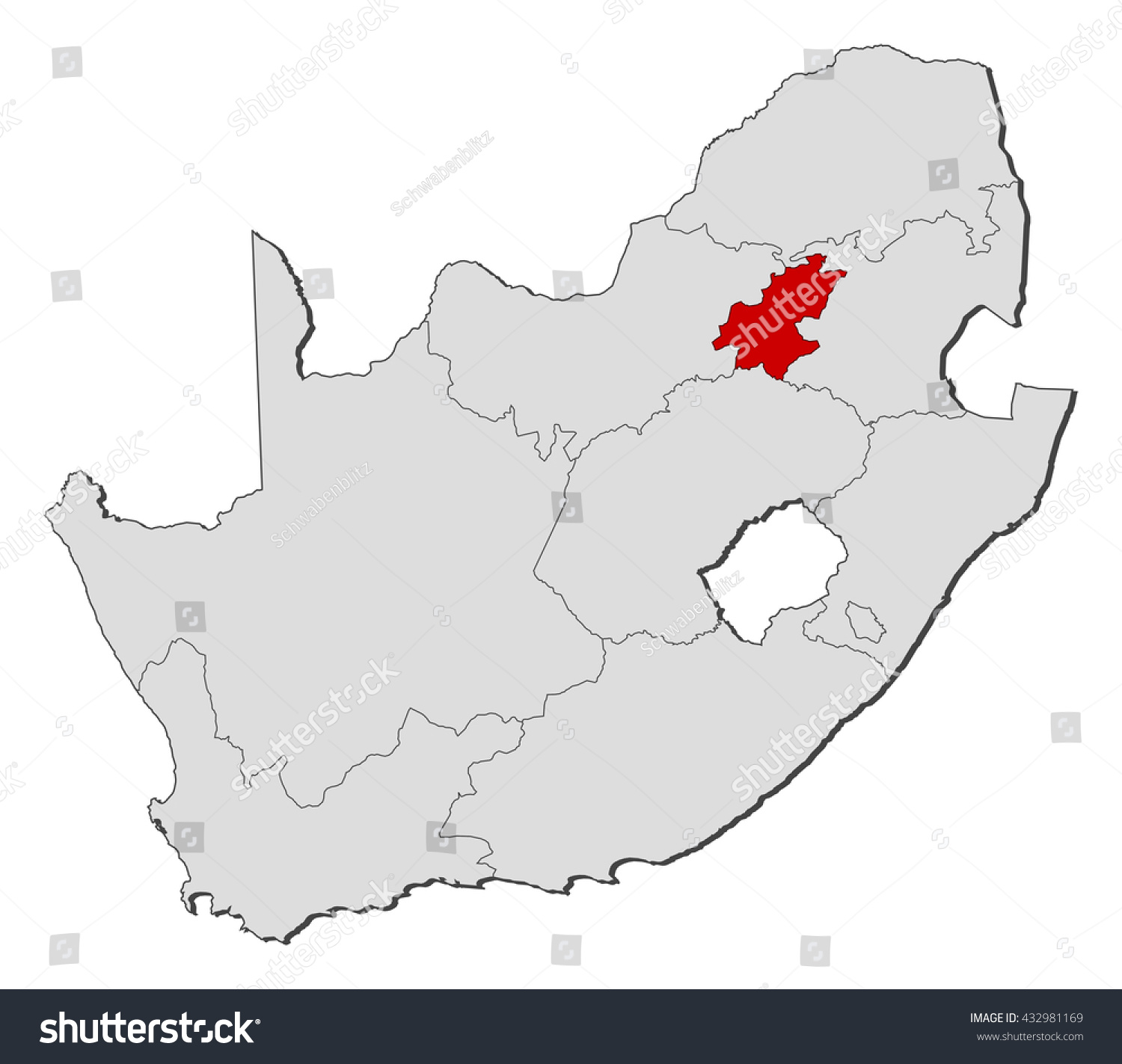 Map South Africa Gauteng Royalty Free Stock Vector 432981169