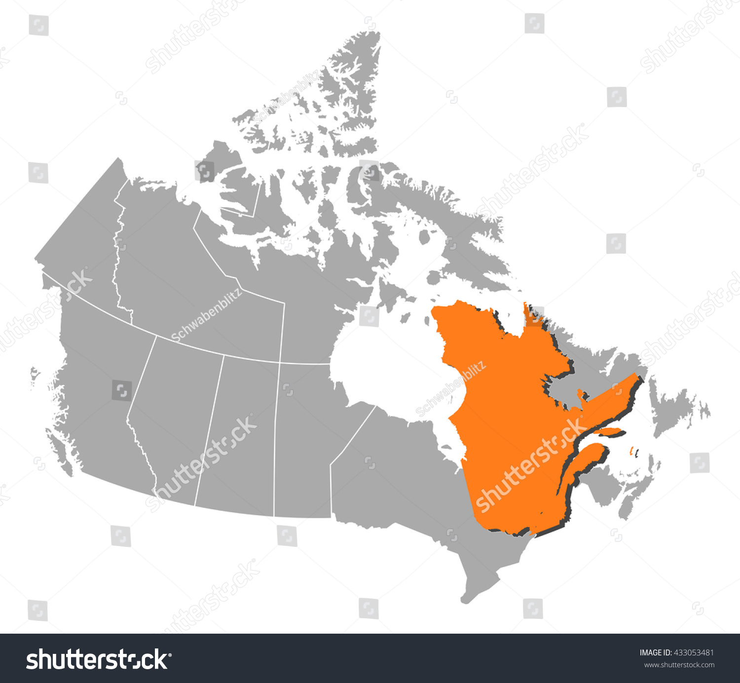 Map - Canada, Quebec - Royalty Free Stock Vector 433053481 - Avopix.com