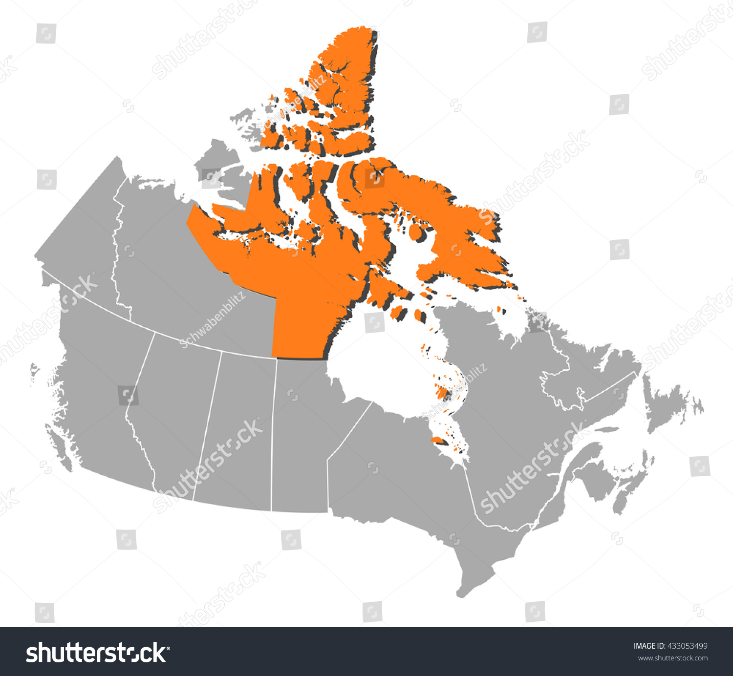 Map - Canada, Nunavut - Royalty Free Stock Vector 433053499 - Avopix.com