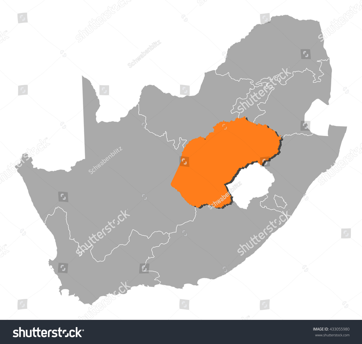 Map - South Africa, Free State - Royalty Free Stock Vector 433055980