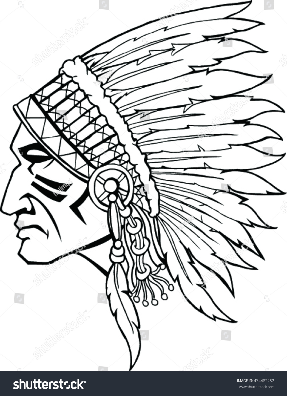 Indian Head Mascot Native American Indian With Royalty Free Stock Vector 434482252 0034