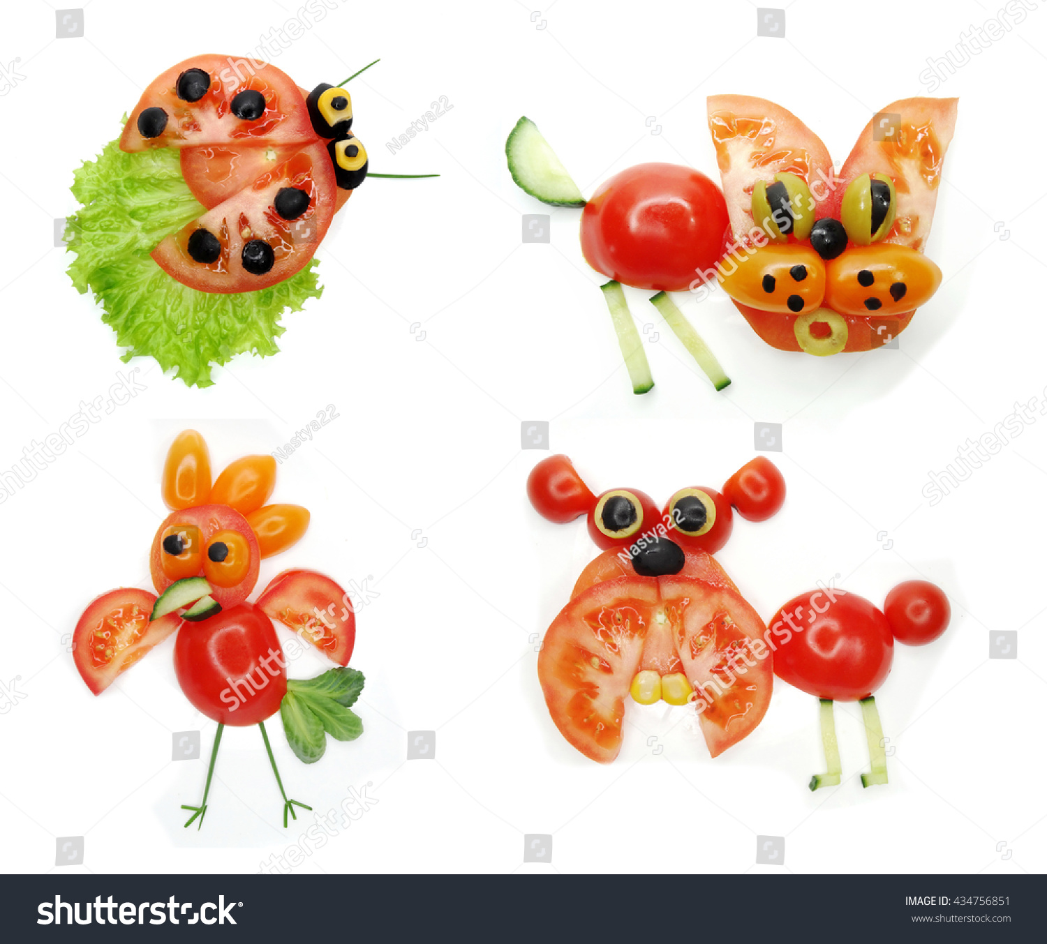 creative funny vegetable food snack with tomato lady-bird form #434756851