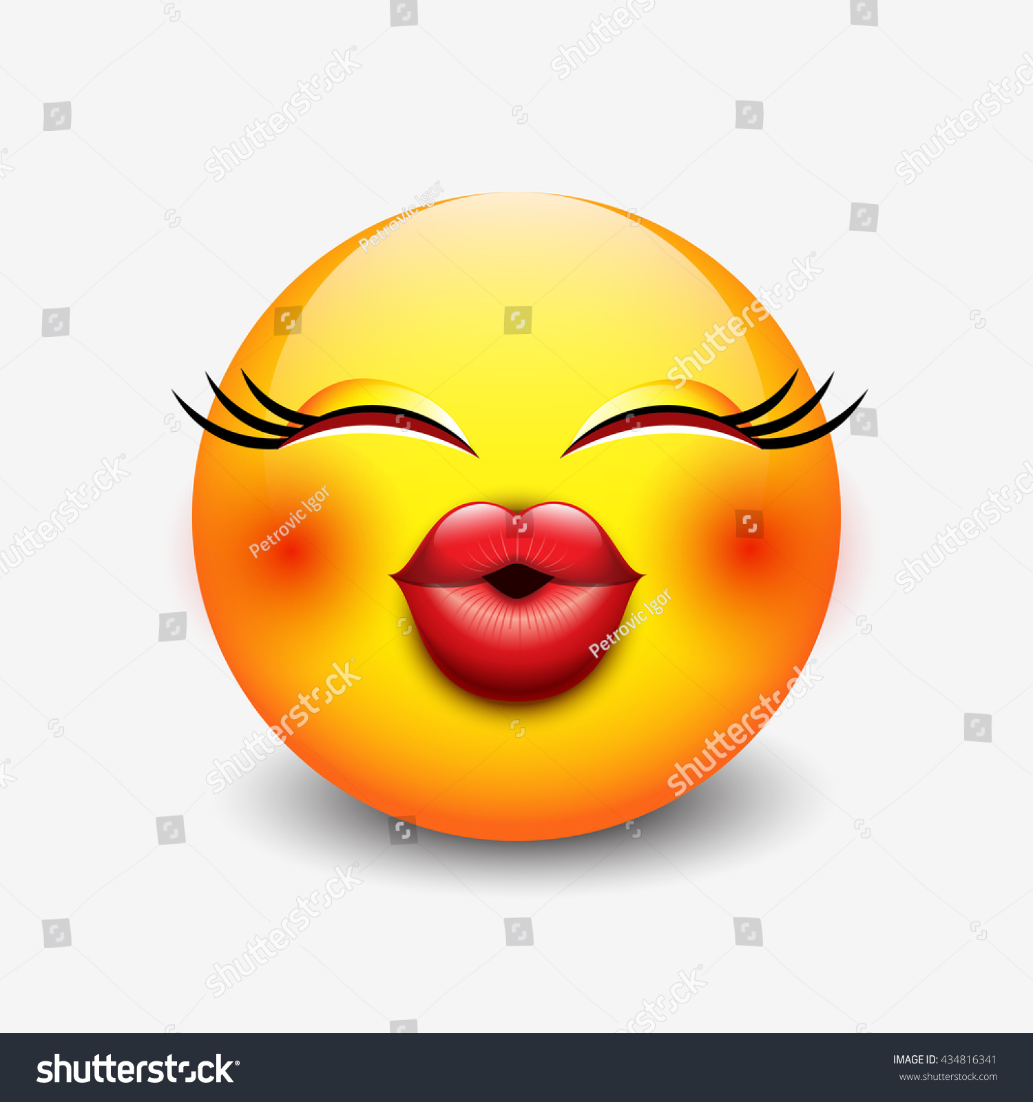 Cute Kissing Emoticon Emoji Smiley Vector Royalty Free Stock Vector 434816341