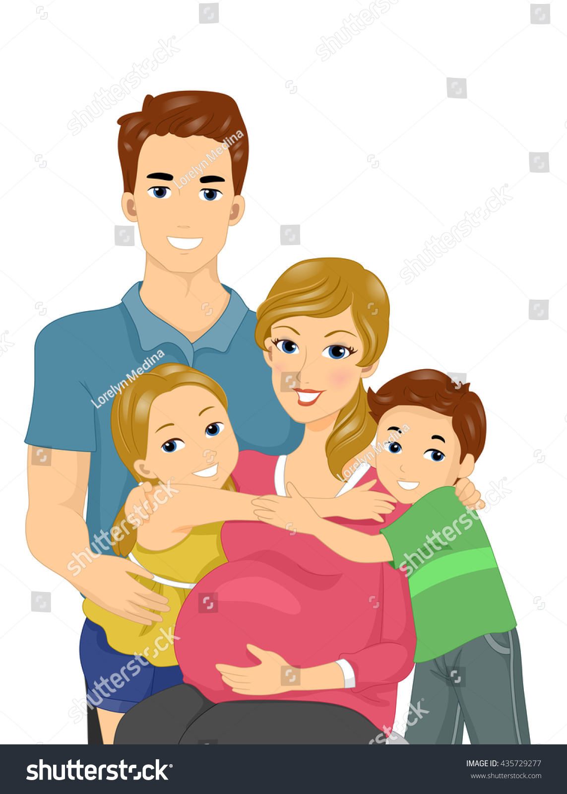 Illustration of a Happy Family Expecting Another - Royalty Free Stock ...