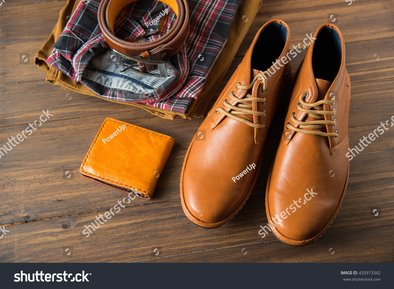 men casual fashion on wooden floor #435973342