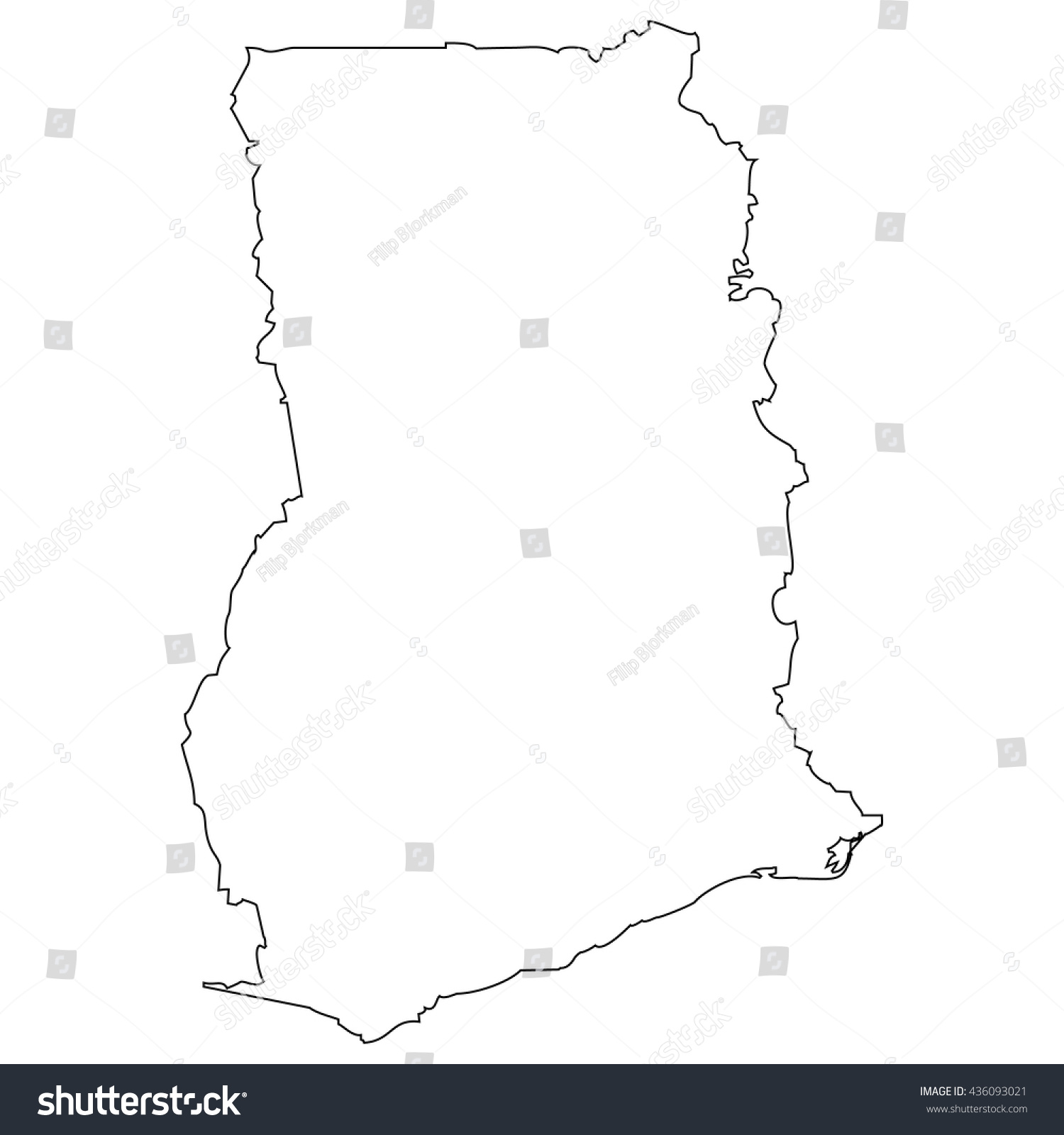 High detailed vector contour map - Ghana - Royalty Free Stock Vector ...