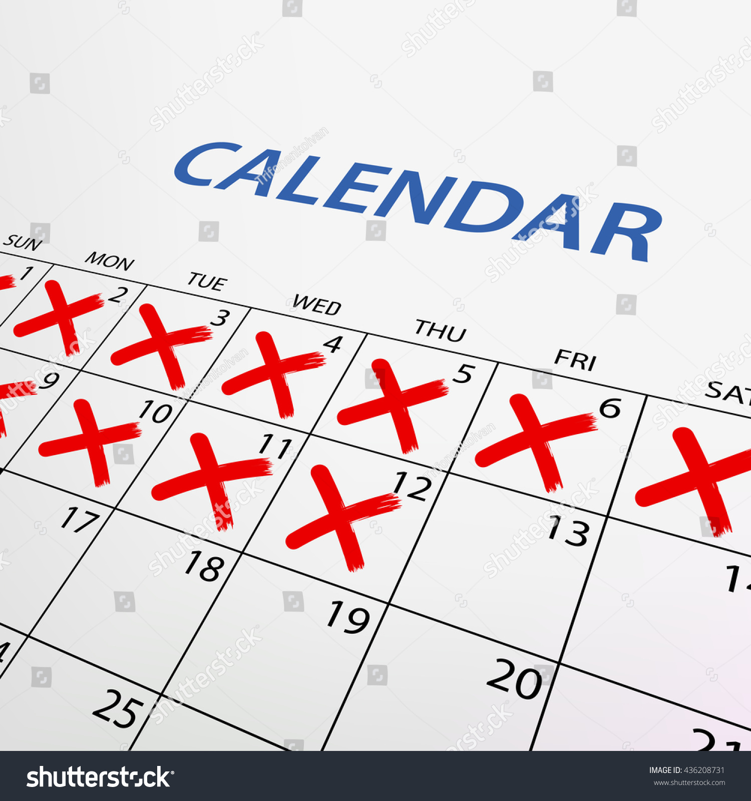 Calendar with red marks. Stock vector - Royalty Free Stock Vector ...