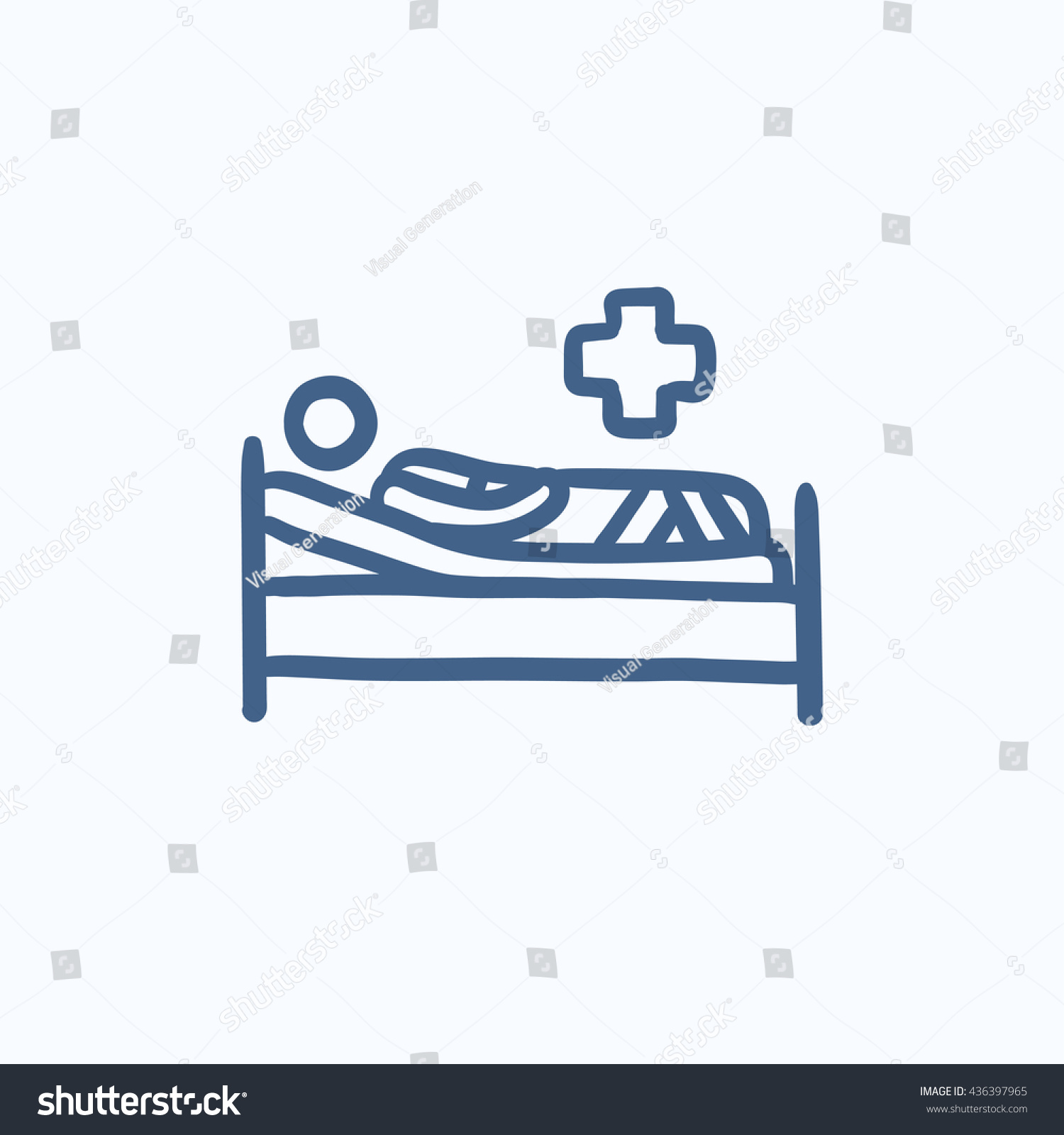 Patient lying on bed vector sketch icon isolated - Royalty Free Stock ...