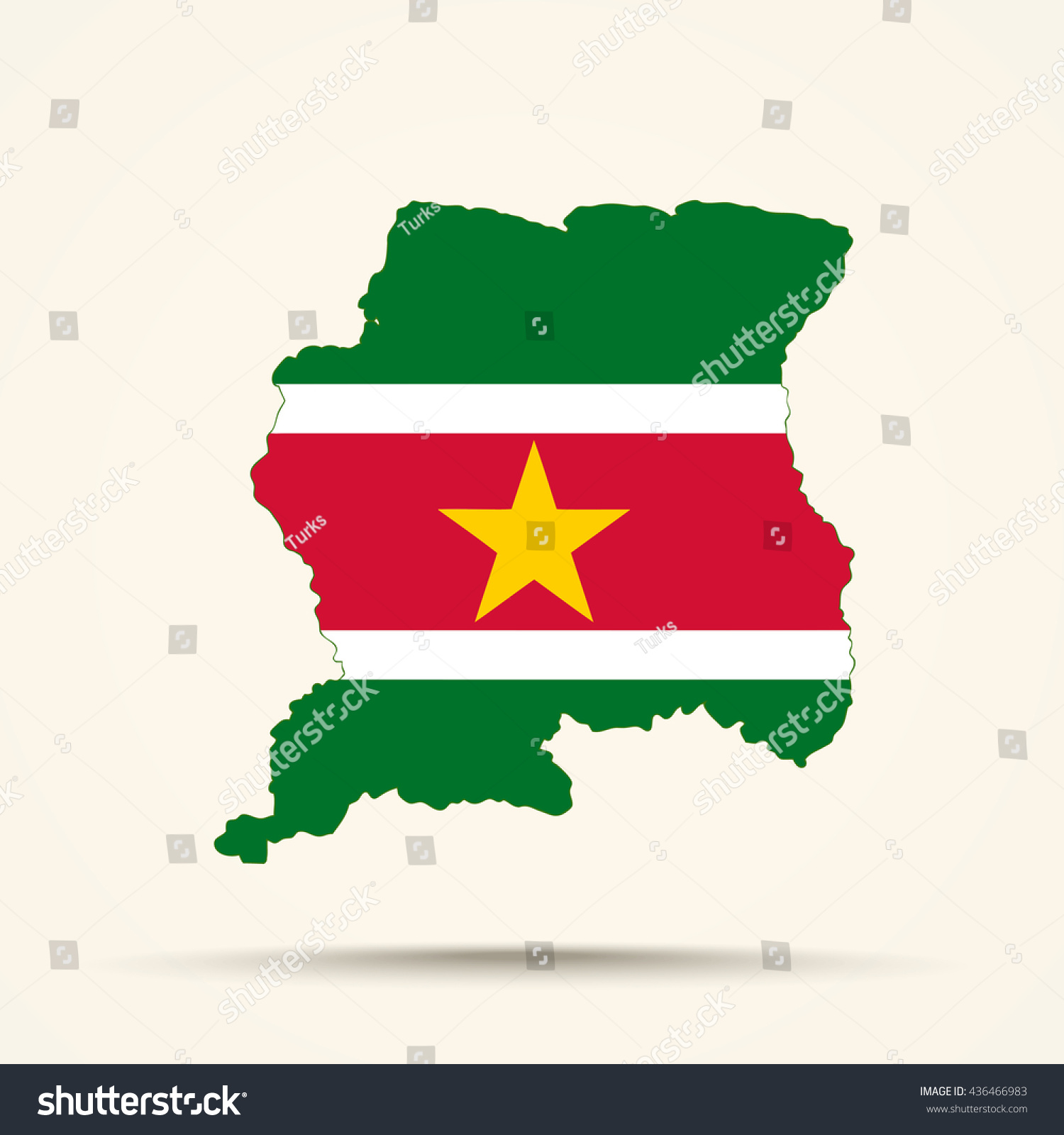 Map Of Suriname In Suriname Flag Colors - Royalty Free Stock Photo 