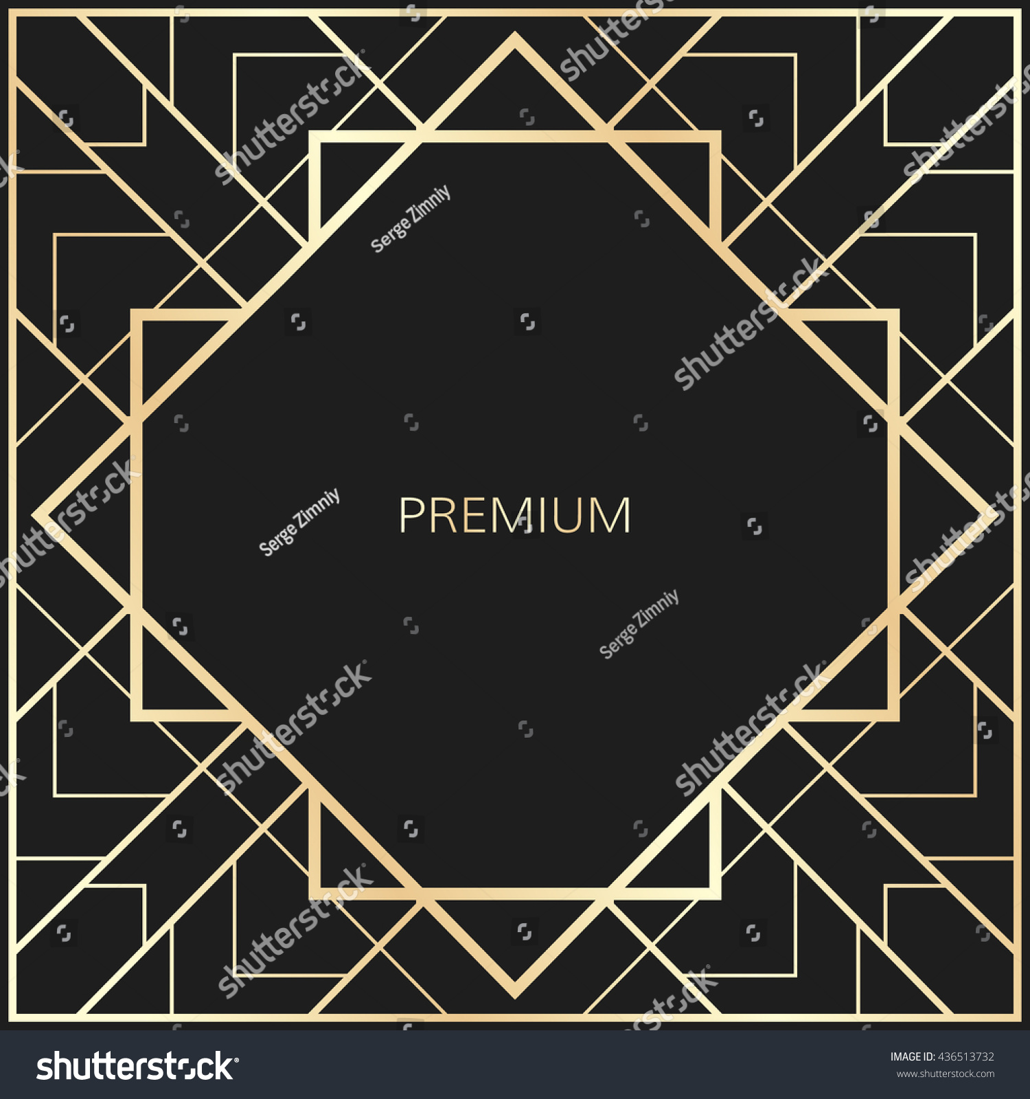 Vector geometric frame in Art Deco style. Square abstract element for design. #436513732