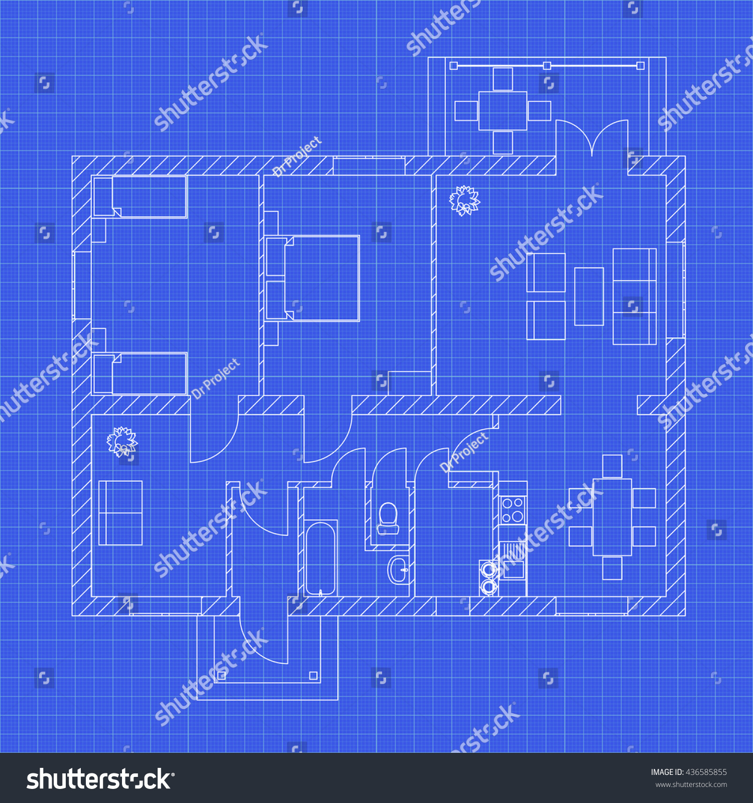 Blueprint floor plan of a modern apartment on - Royalty Free Stock ...