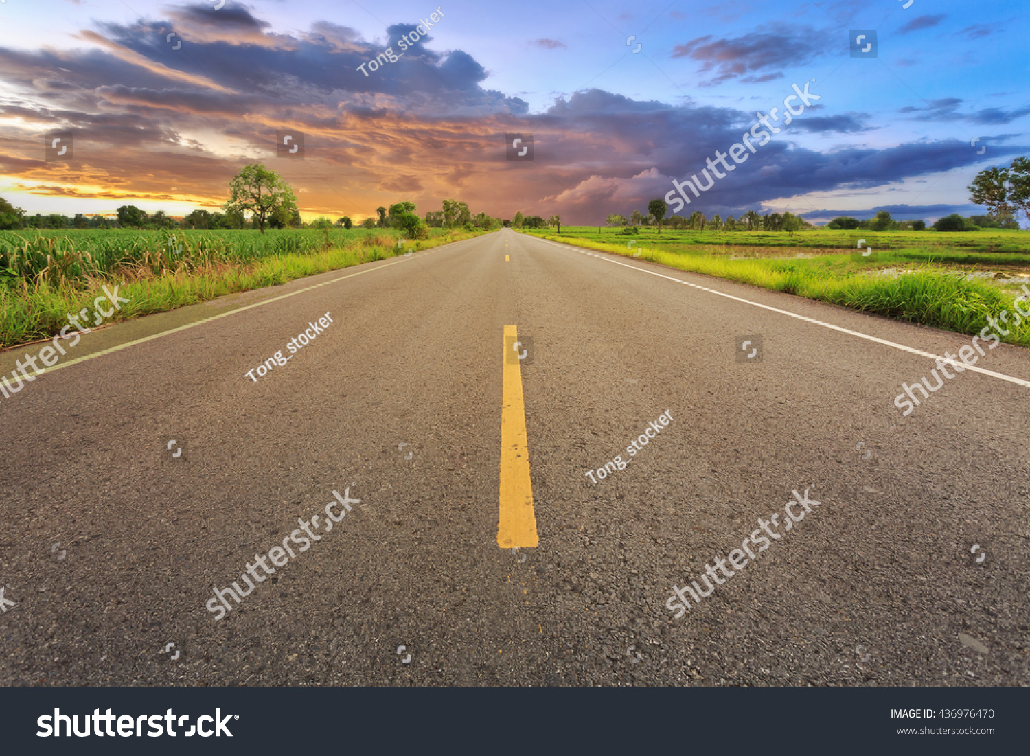 Empty blur asphalt road and sunlight and sign which symbol success. Concept for success. #436976470