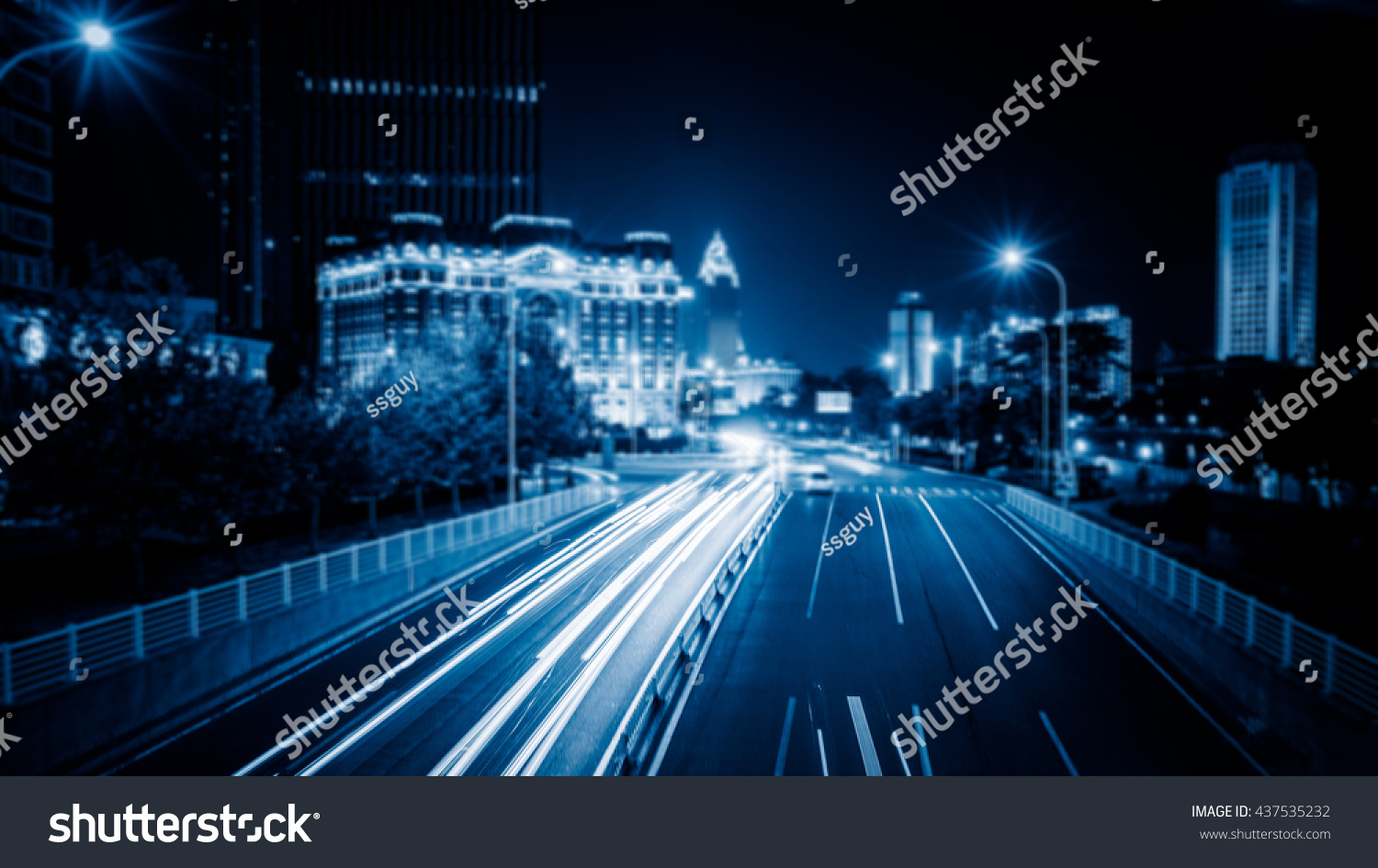 light trails in the downtown district,hongkong china. #437535232