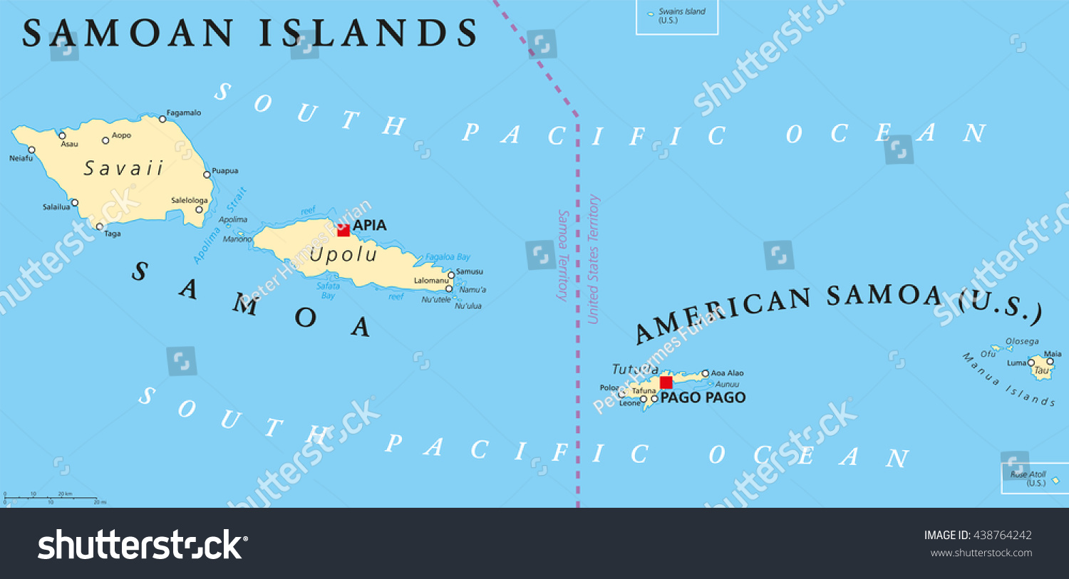 Samoan Islands Political Map With Samoa Royalty Free Stock Vector 438764242 4082