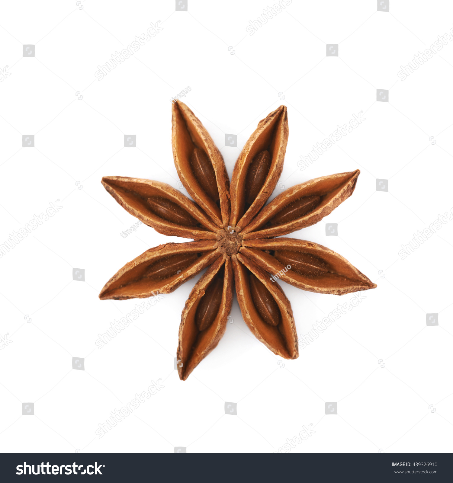 Single Chinese star anise seed isolated over the white background #439326910